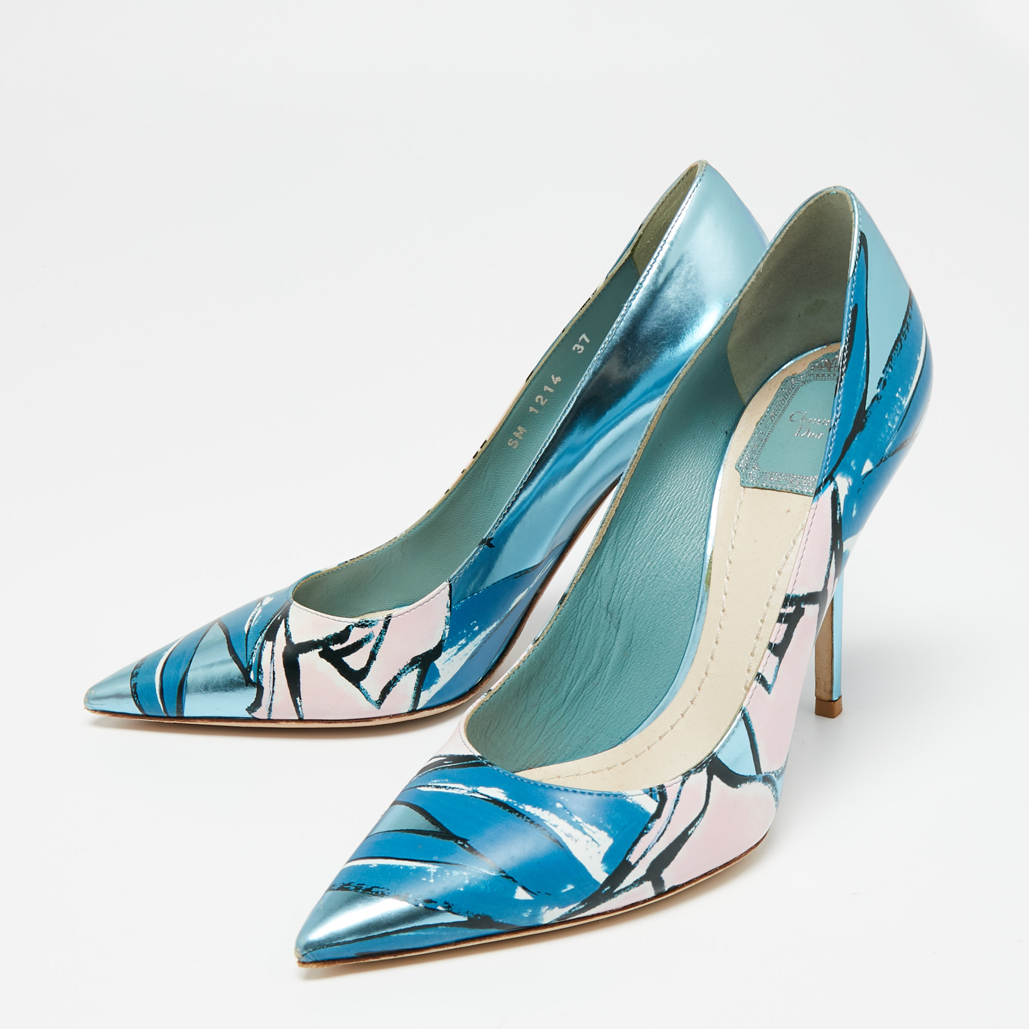 

Dior Blue Printed Patent Leather Pointed Toe Pumps Size