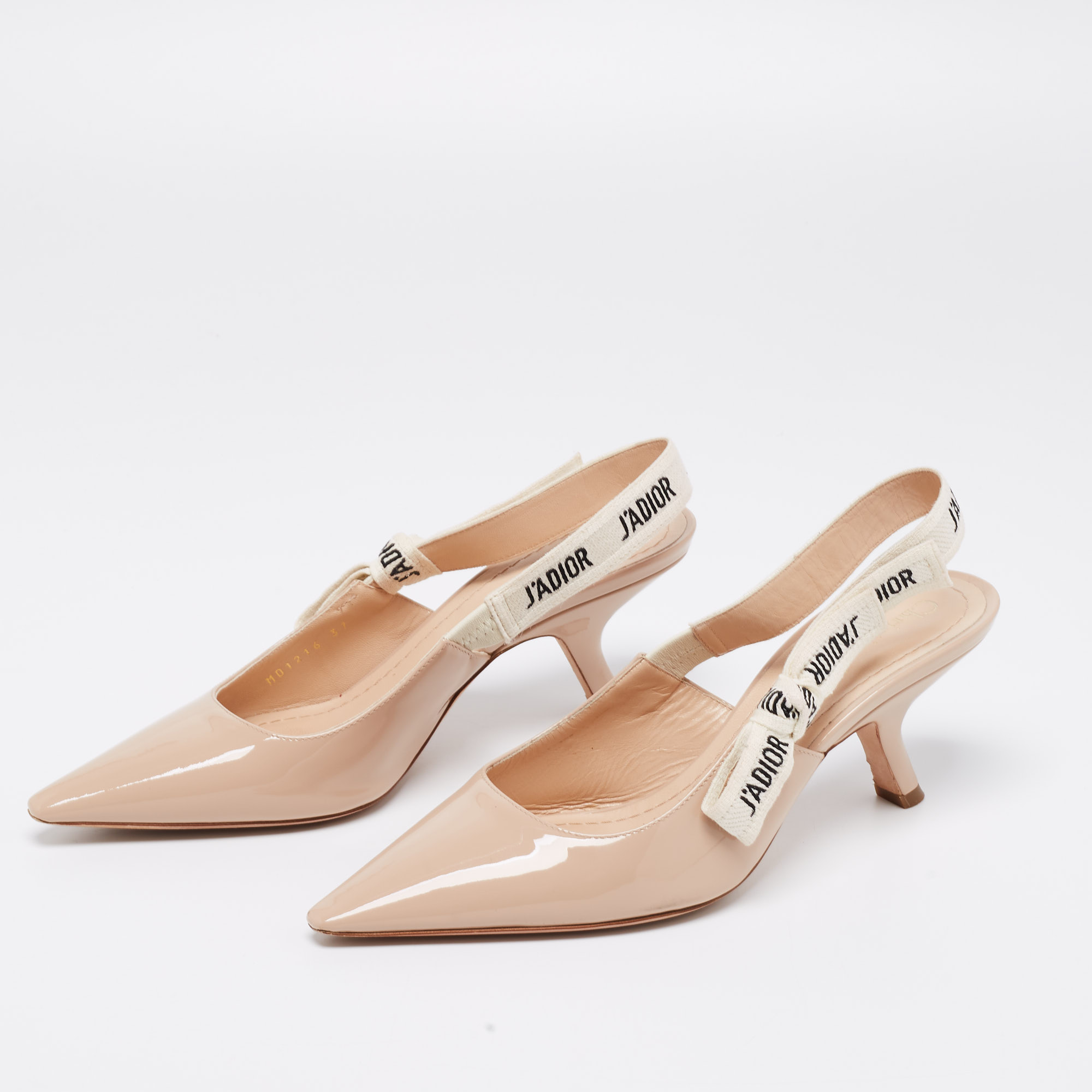 

Dior Beige Patent Leather J'adior Slingback Pumps Size