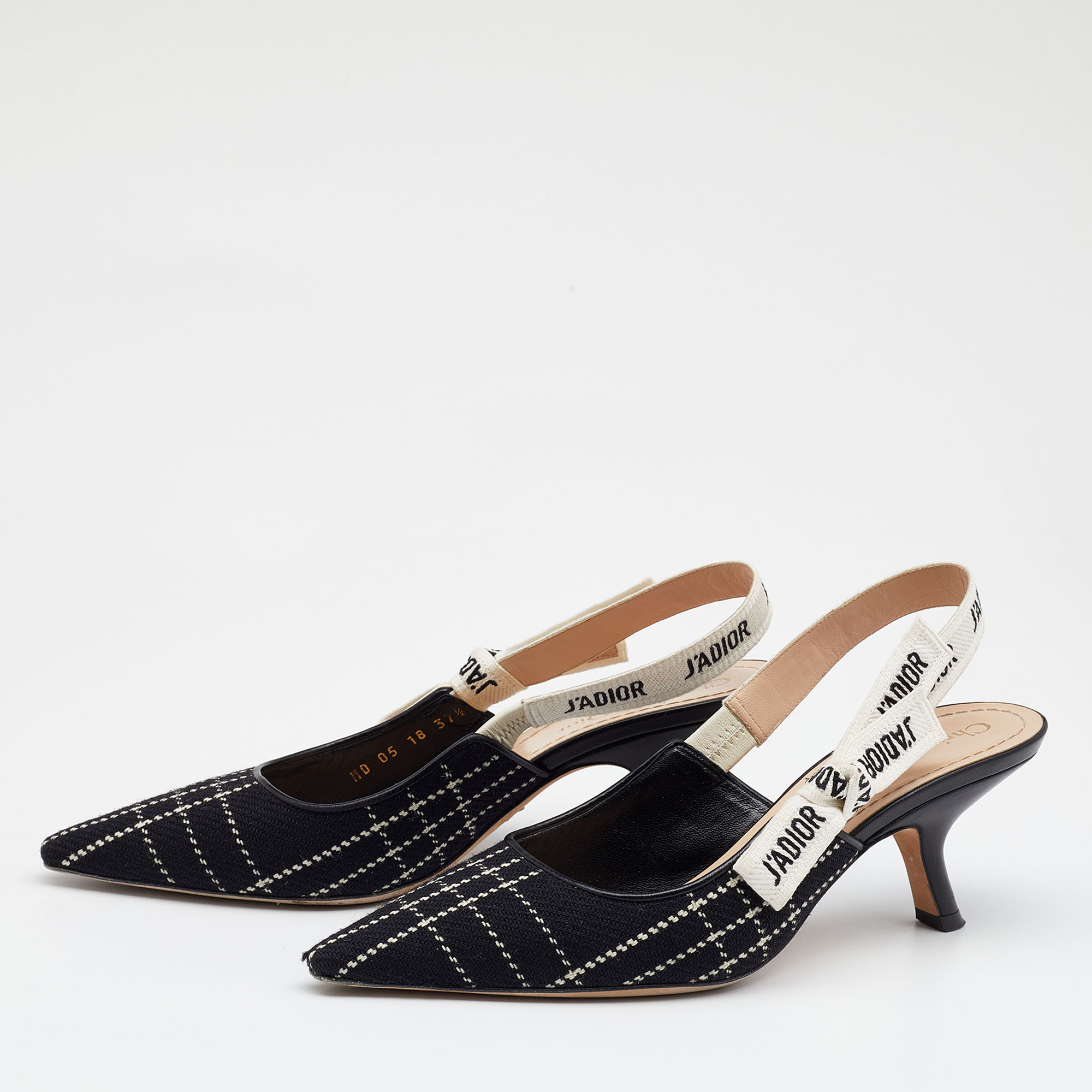 

Dior Black/White Canvas J'adior Slingback Sandals Size