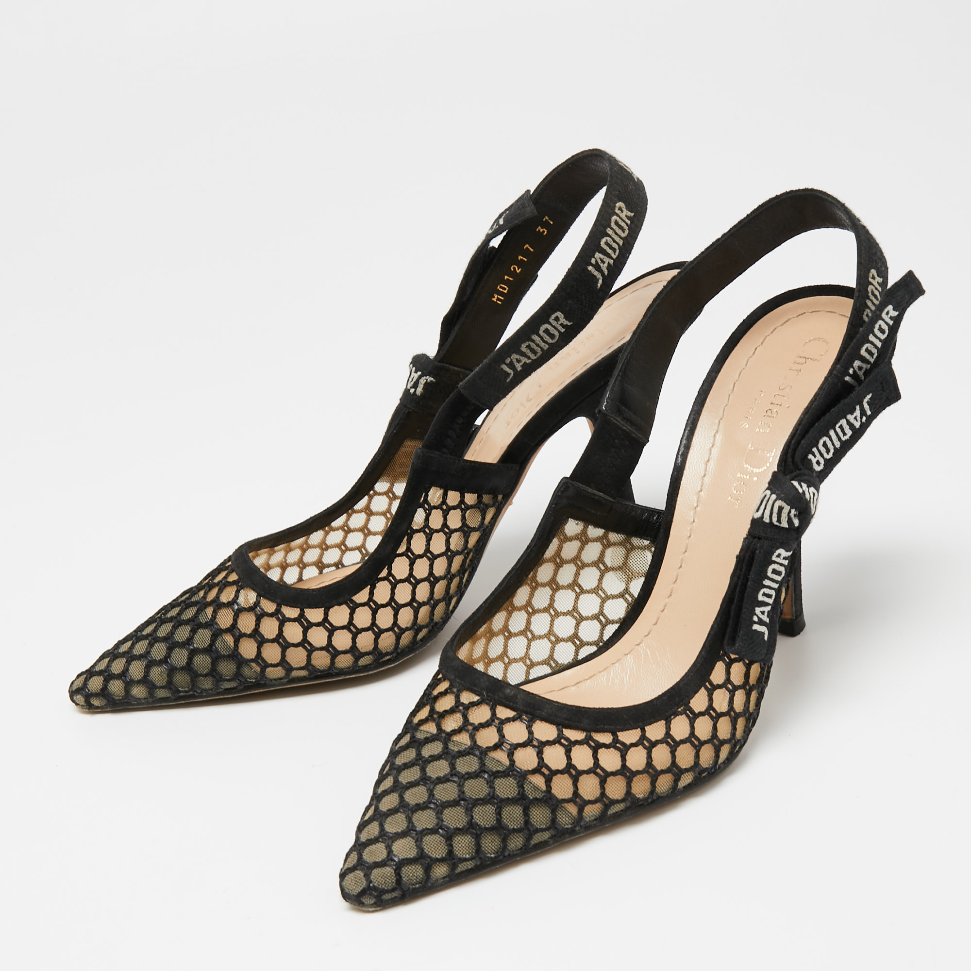 

Dior Black Suede And Mesh J'Adior Slingback Sandals Size