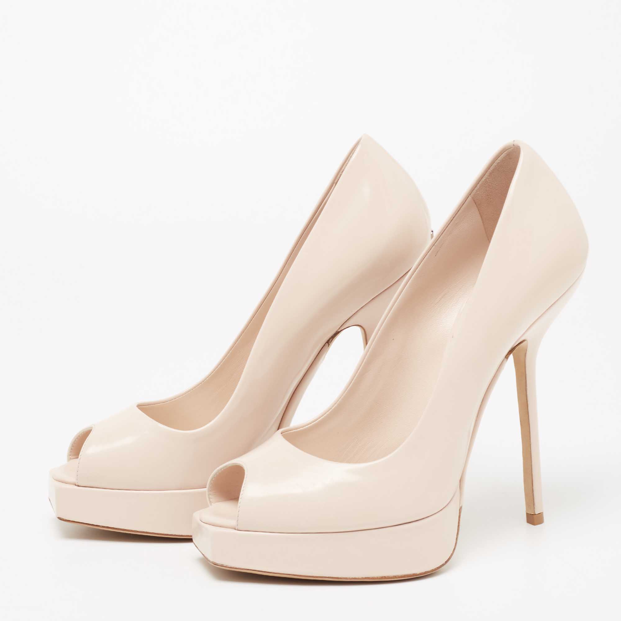 

Dior Cream Patent Leather Peep Toe Pumps Size