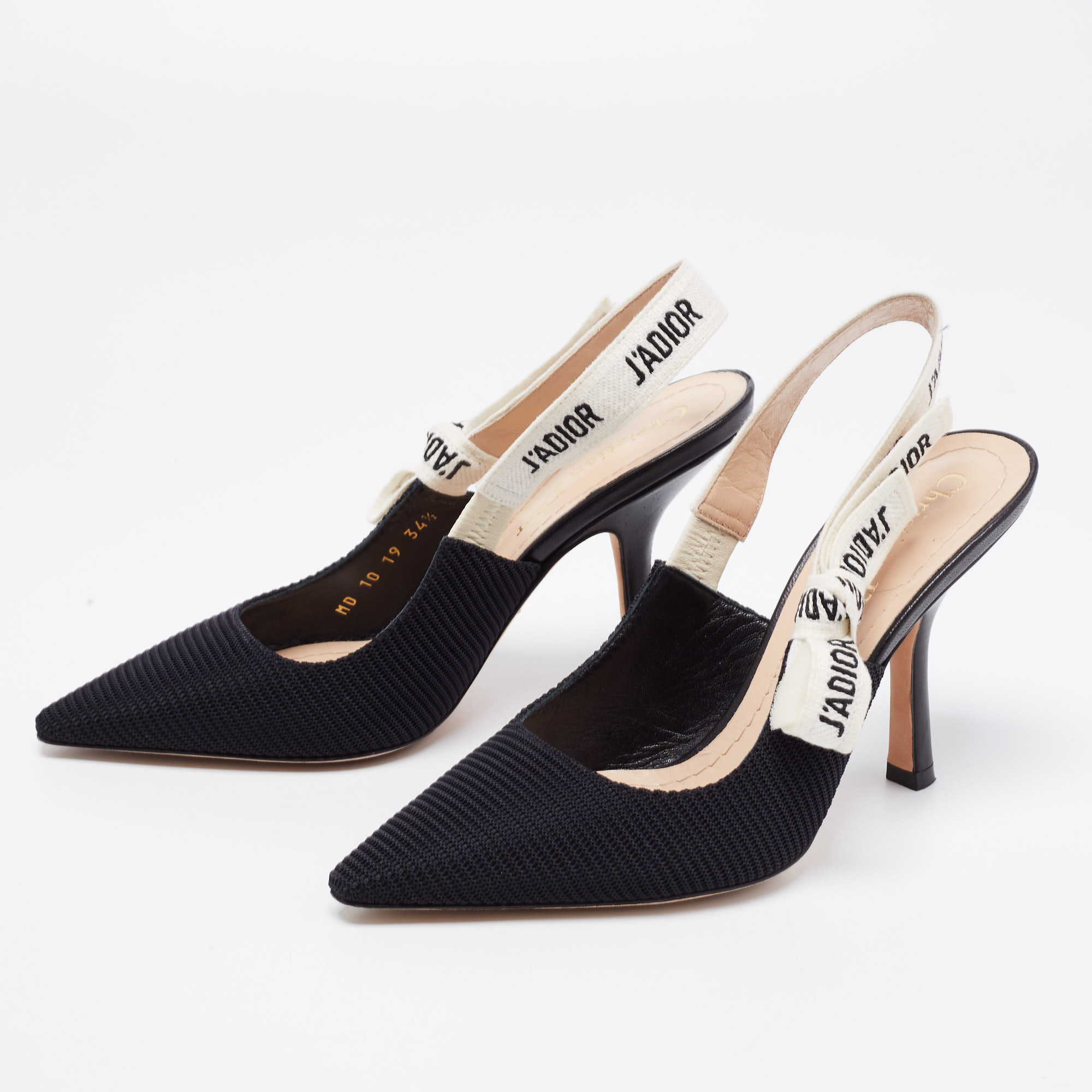 

Dior Black Technical Canvas J'adior Sling Pumps Size
