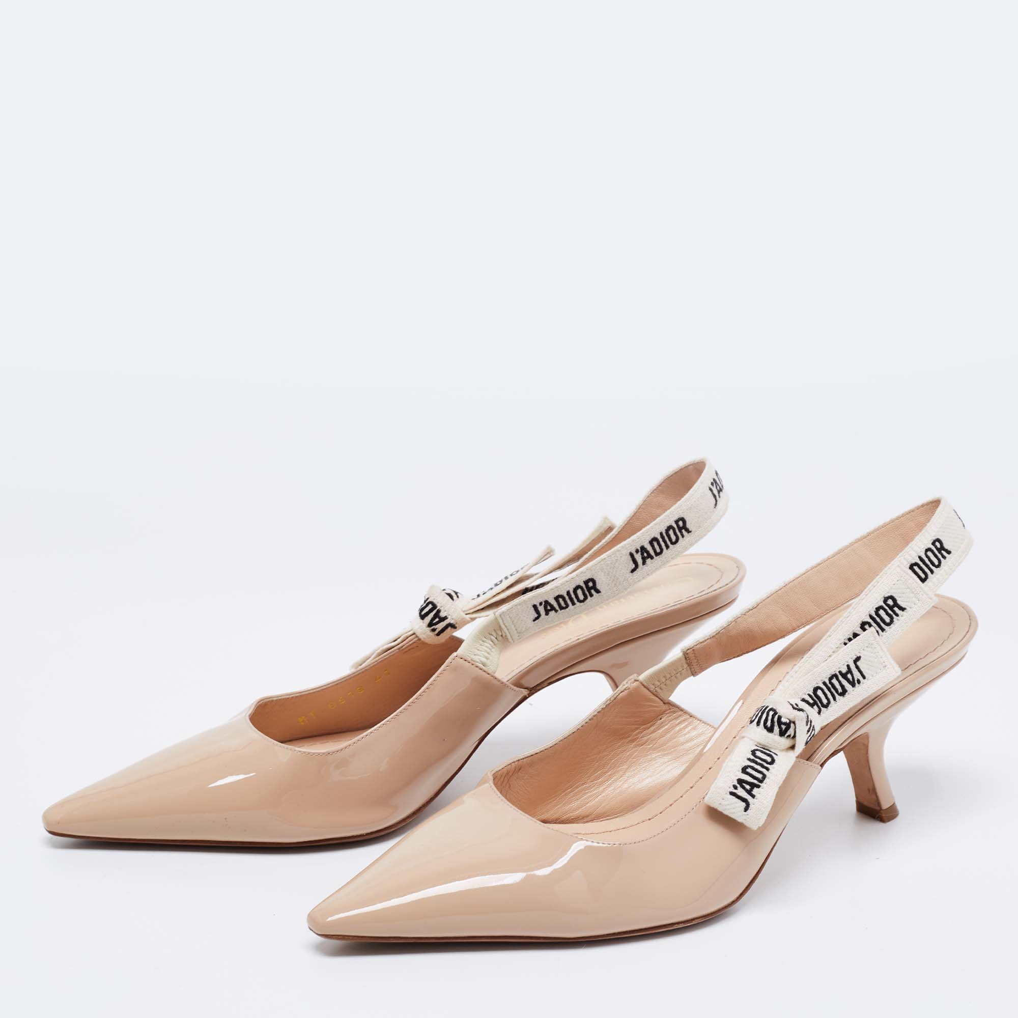 

Dior Beige Patent Leather J'adior Slingback Pumps Size