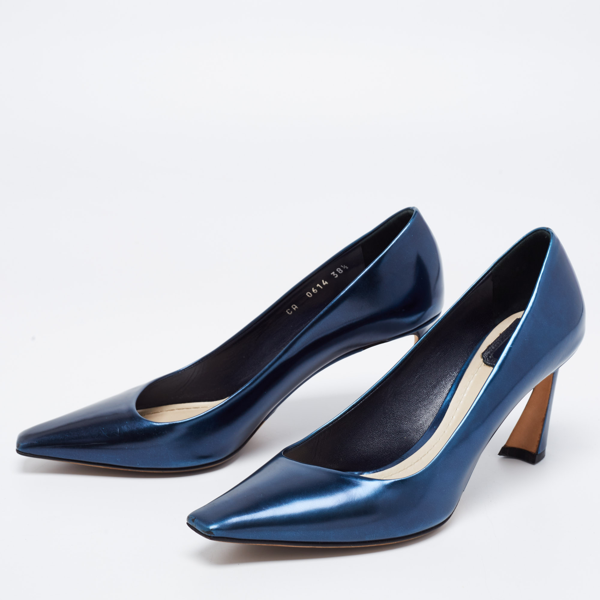 

Dior Navy Blue Patent Leather Square Toe Pumps Size