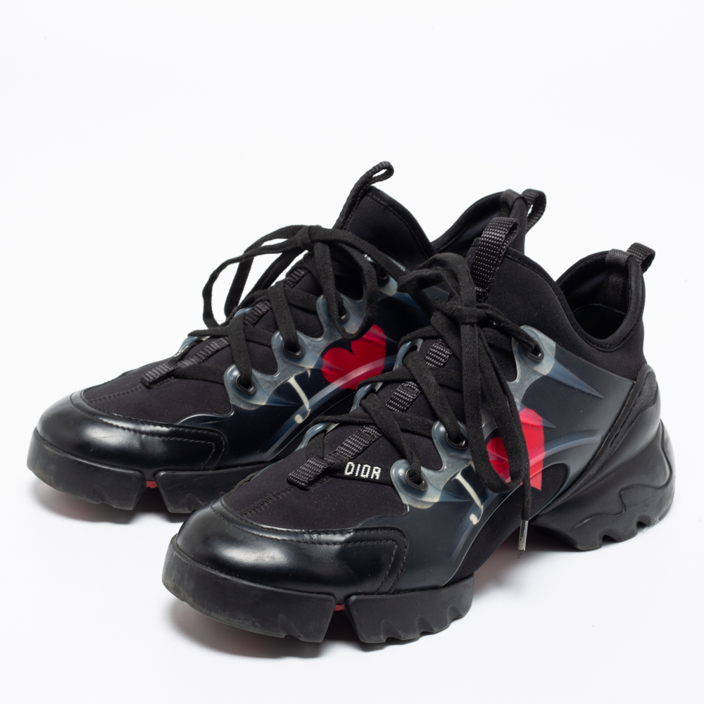

Dior Black Leather And Fabric D-Connect Je T'Aime Chunky Sneakers Size