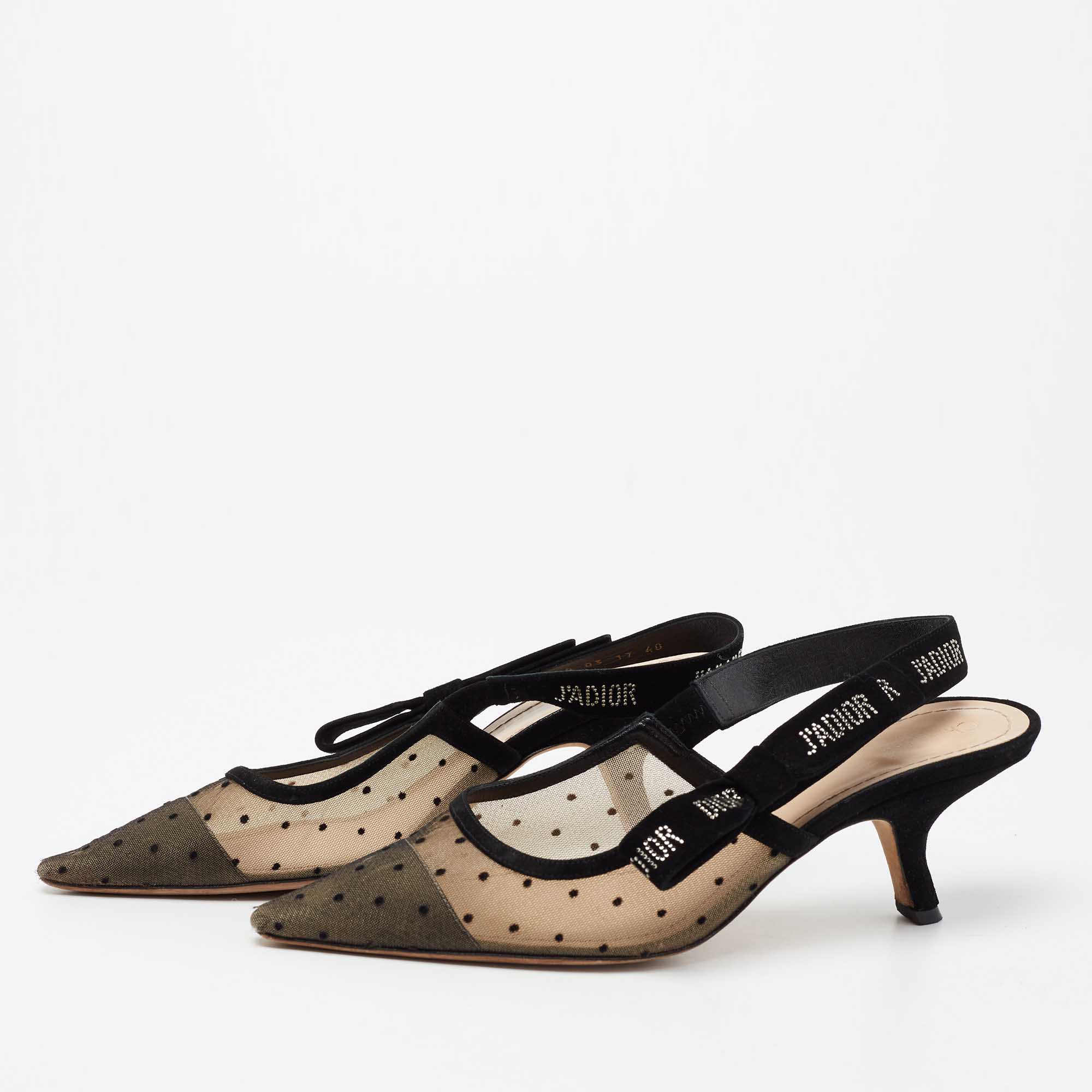 

Dior Black Mesh and Suede J'Adior Slingback Pumps Size