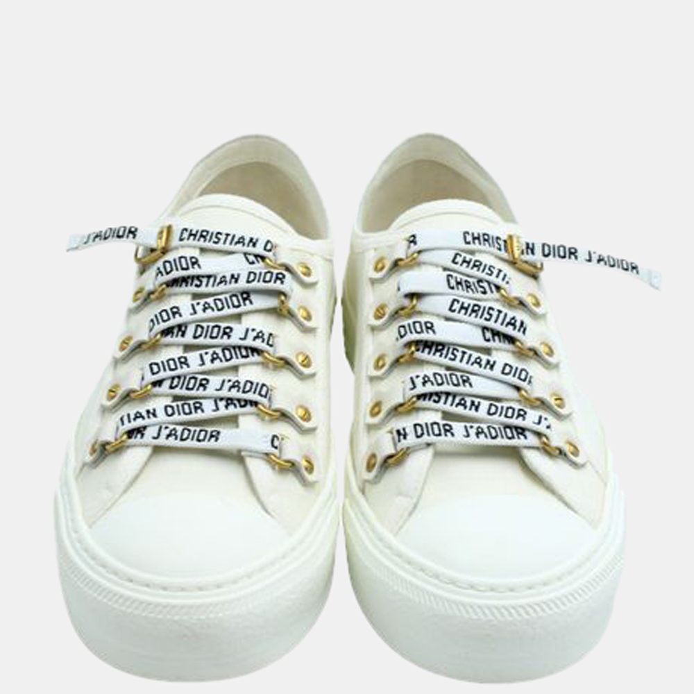 

Dior White Ivory Leather Walk'n Dior Sneakers Size EU
