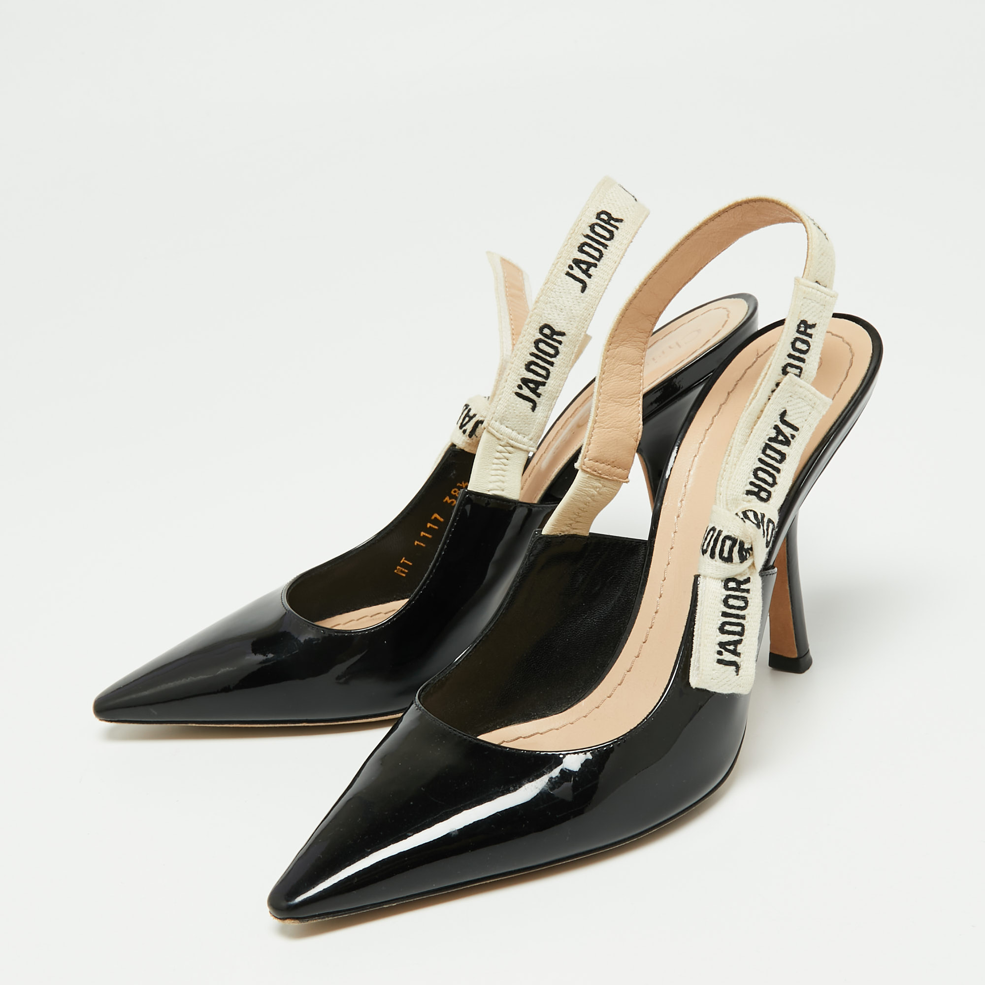 

Dior Black Patent Leather J'adior Slingback Pumps Size
