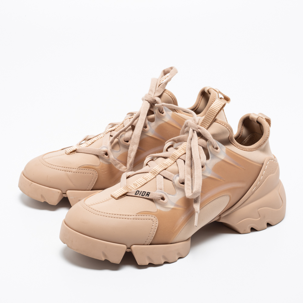 

Dior Nude D-Connect Neoprene, Rubber and Leather Low Top Sneakers Size, Beige