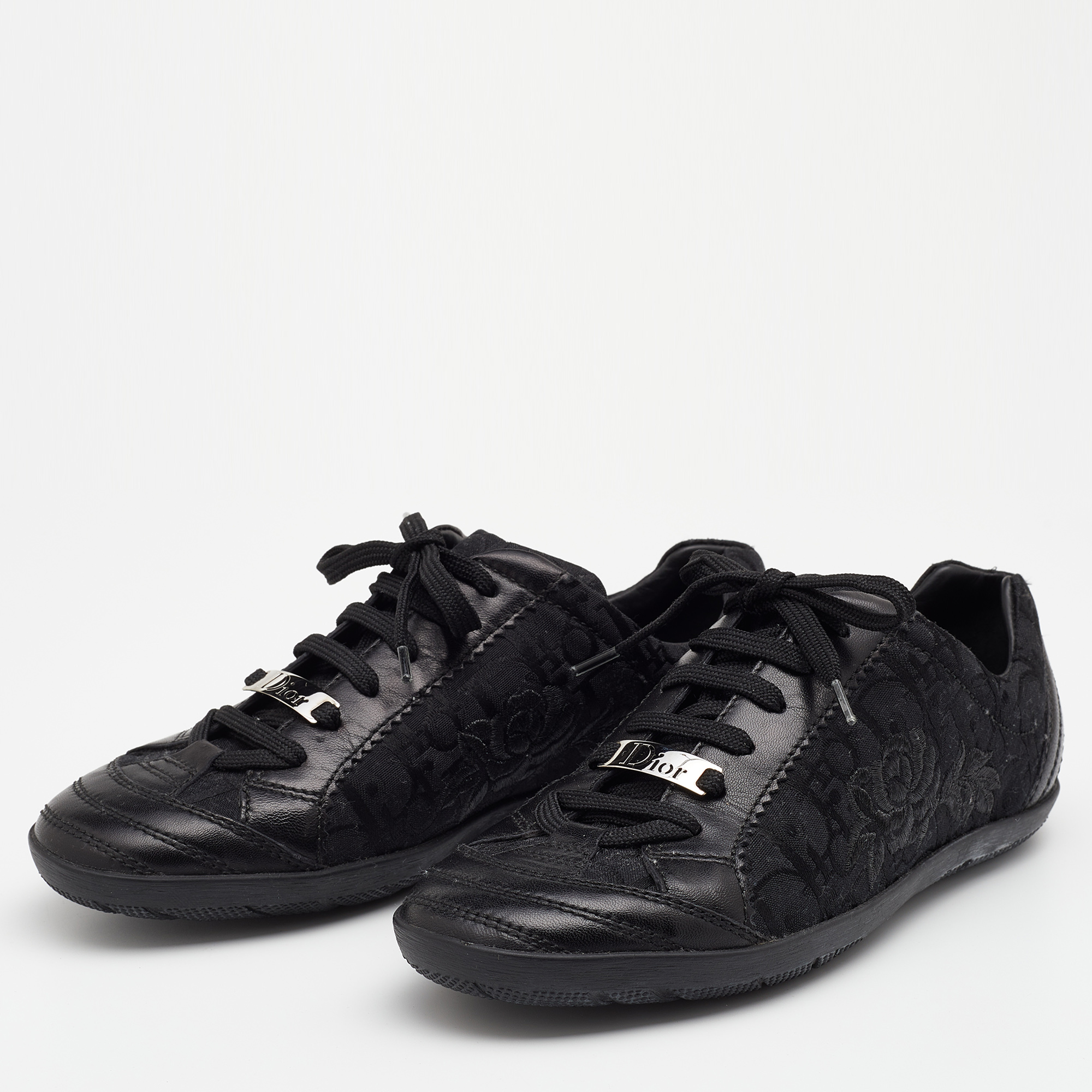

Dior Black Oblique Canvas and Leather Low Top Sneakers Size