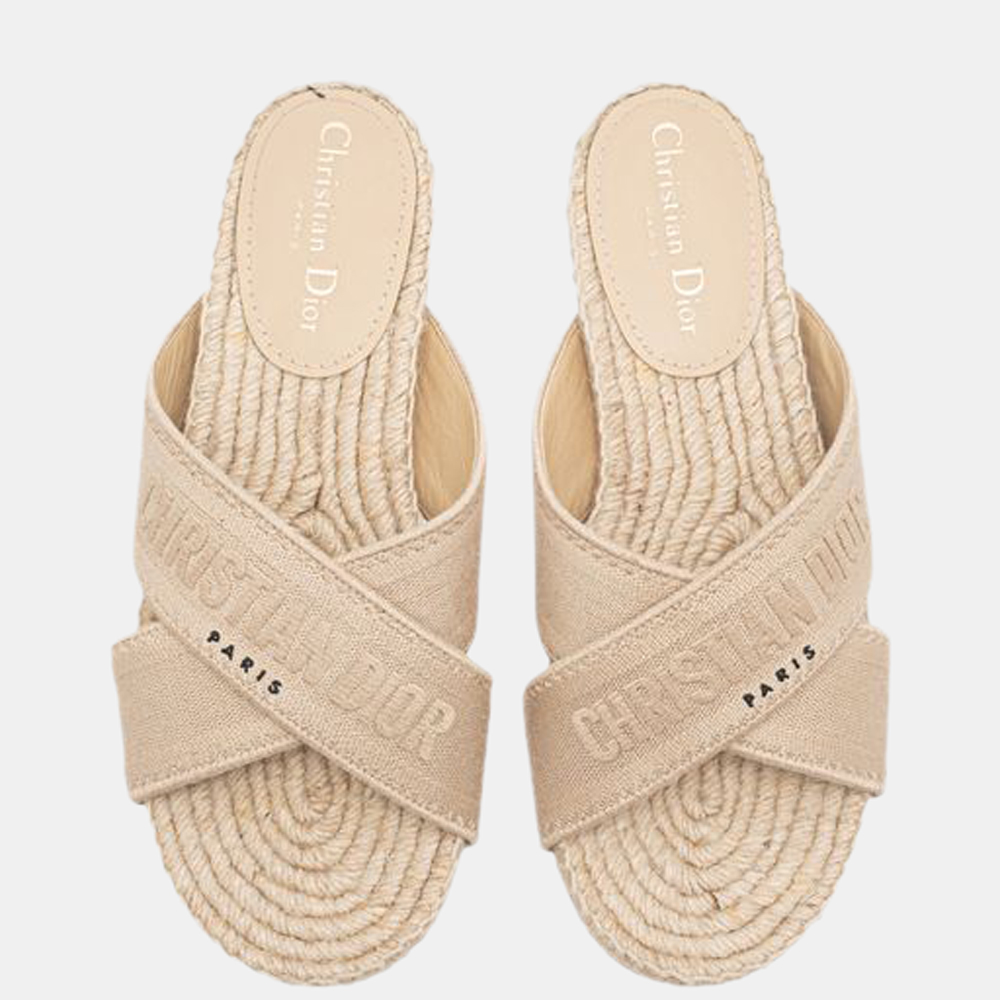 

Dior Beige Granville Dway Criss Cross Espadrille Sandals Size EU