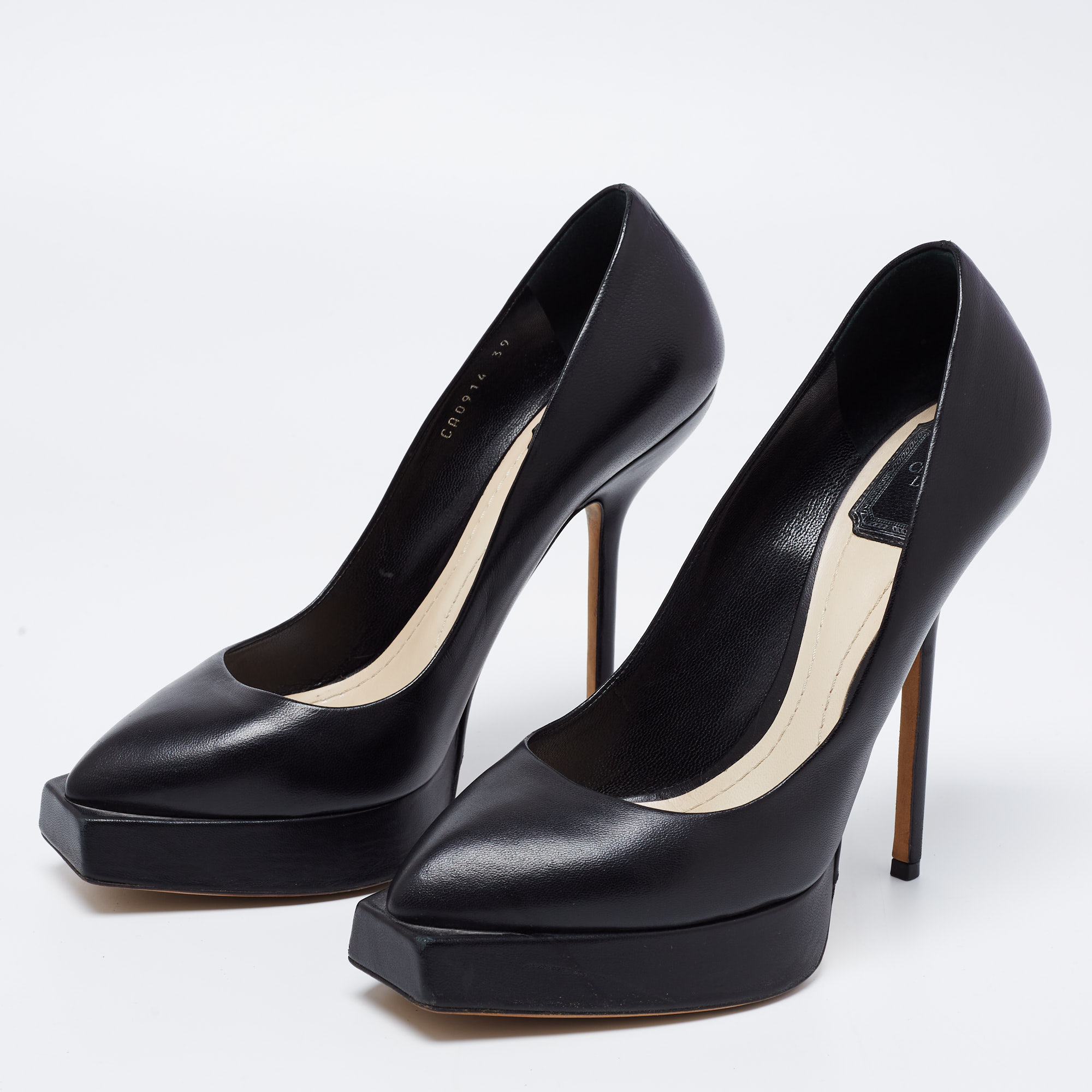 

Dior Black Leather Square Sole Platform Pumps Size