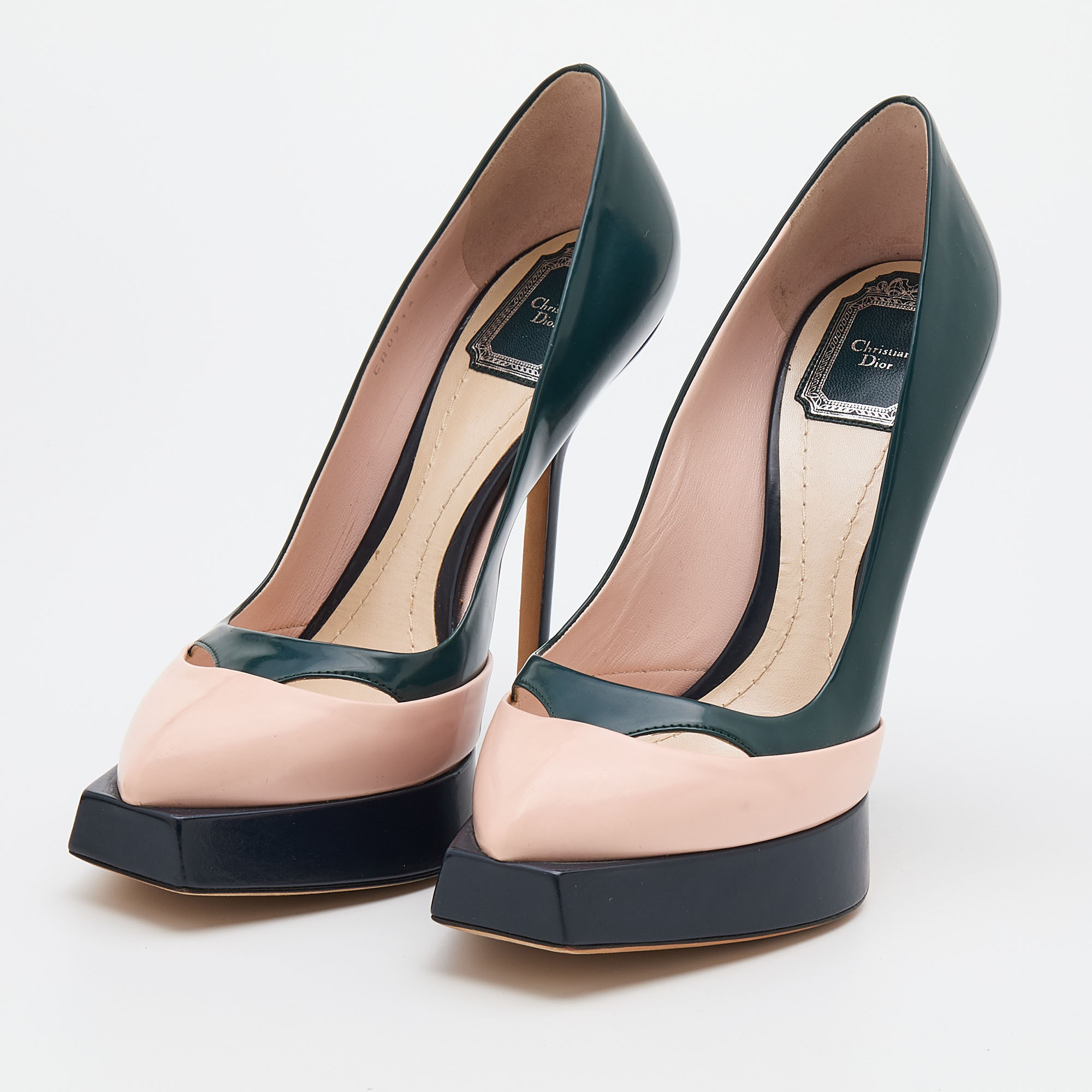 

Dior Tricolor Leather Square Sole Platform Pumps Size, Green