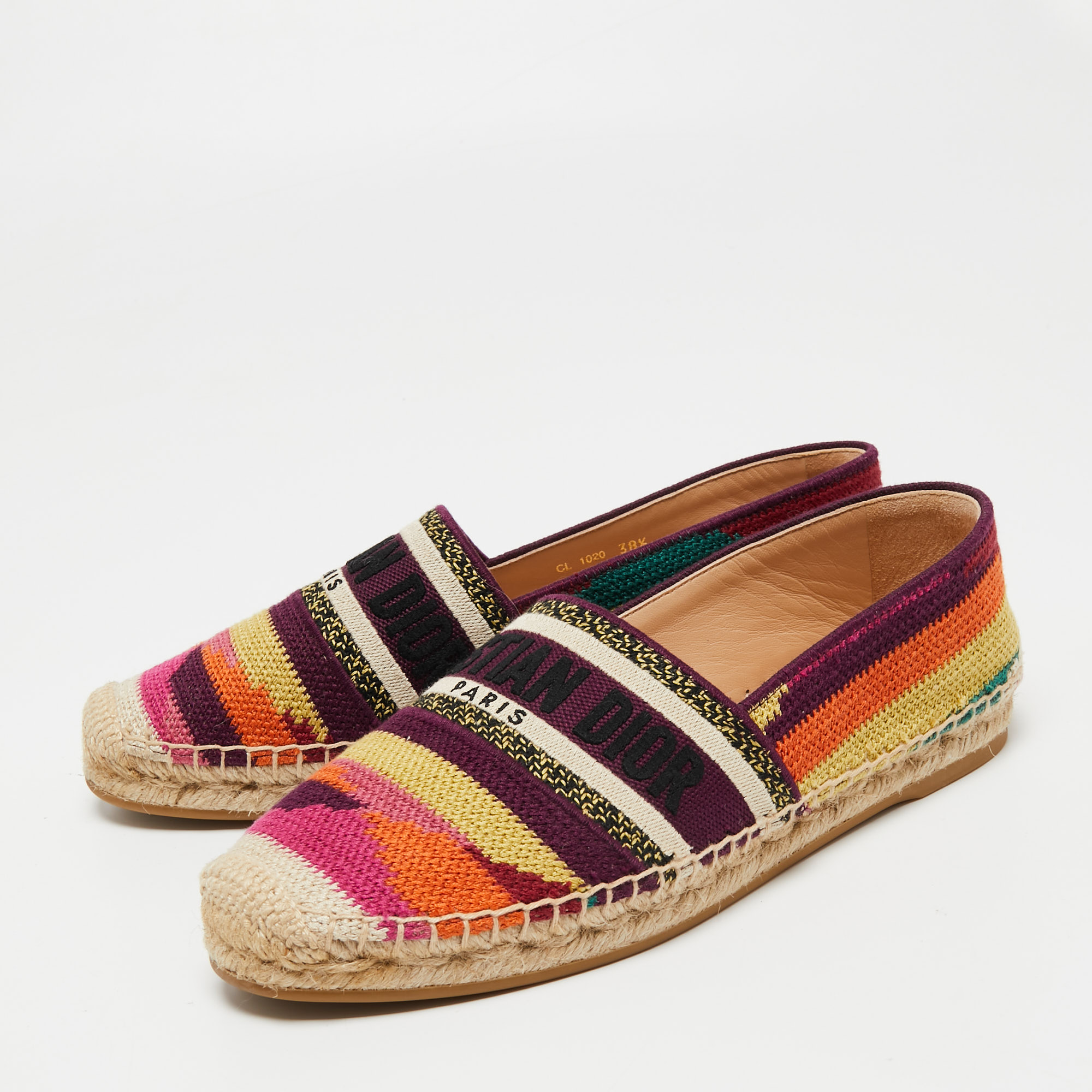 

Dior Multicolor Knit Fabric Granville Espadrille Flats Size