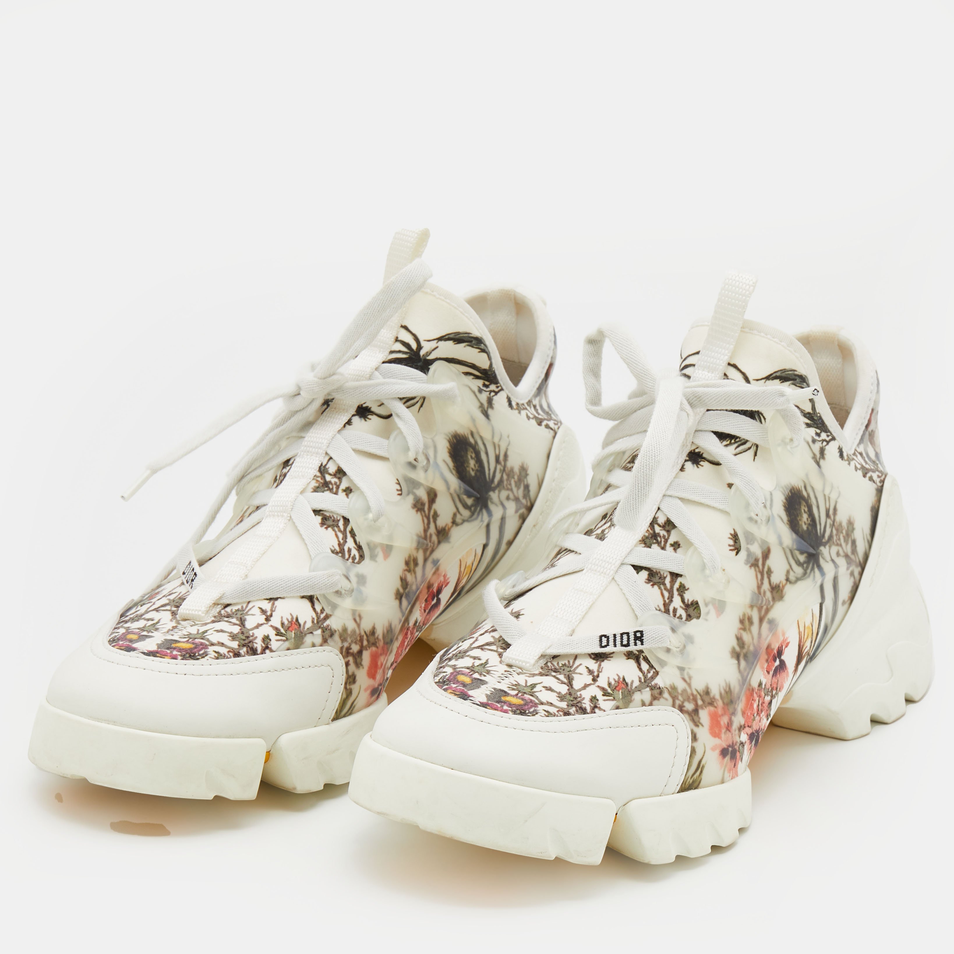 

Dior Multicolor Printed Neoprene And Leather D-Connect Kaleidoscopic Sneakers Size