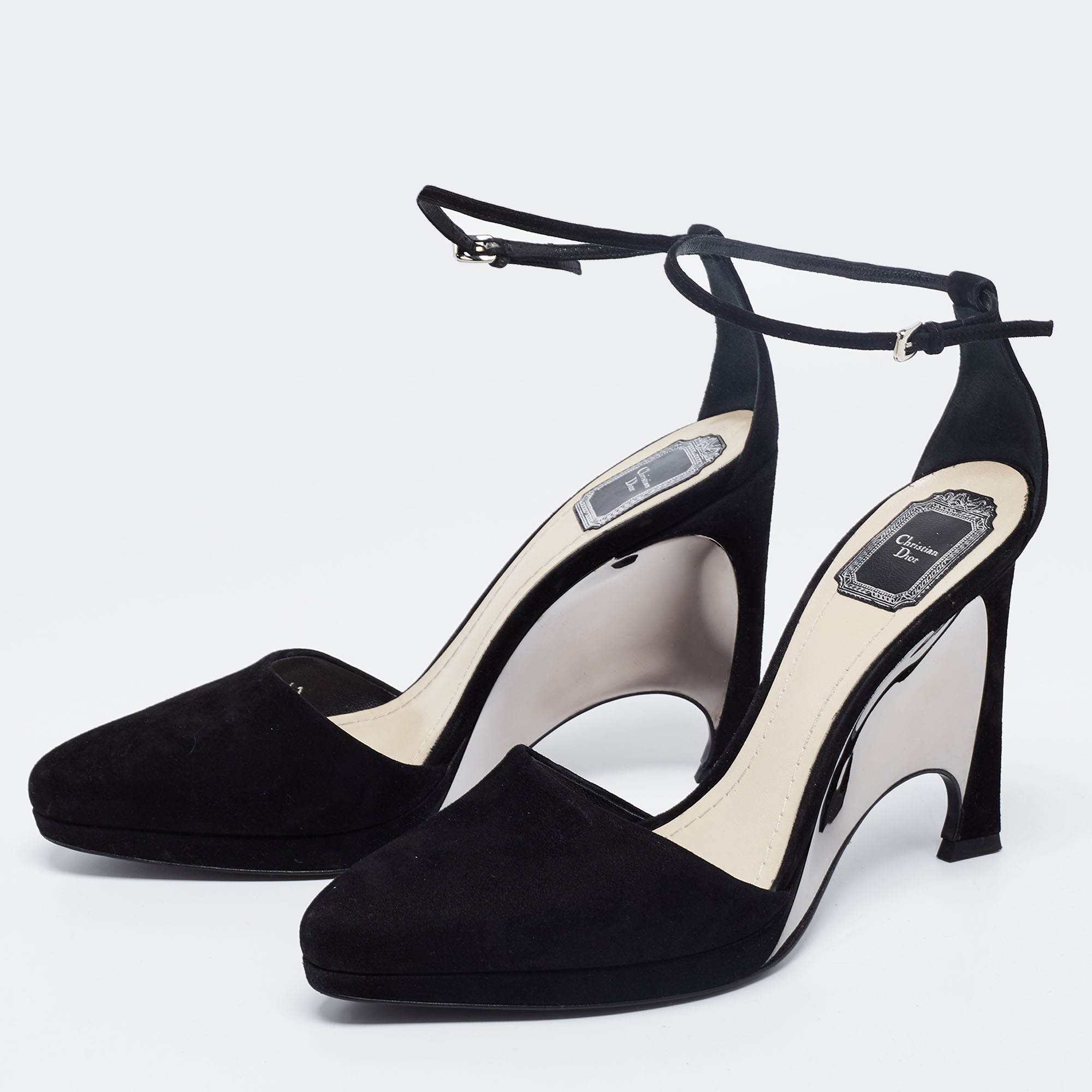 

Dior Black Suede Ankle Strap Pumps Size