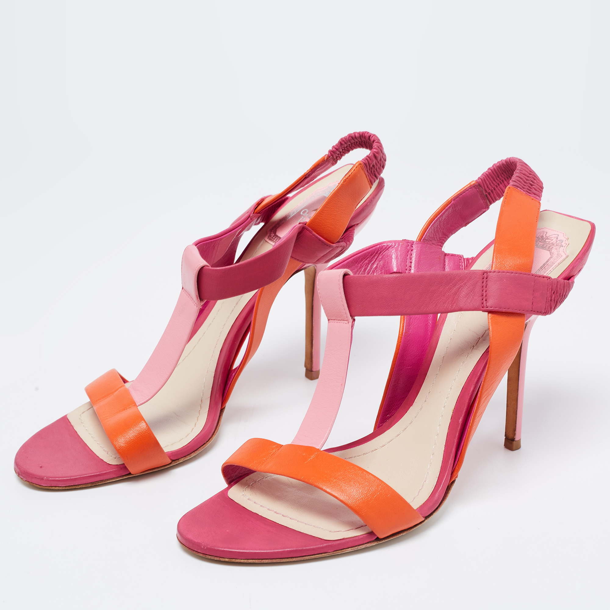 

Dior Tri Color Leather Strappy Sandals Size, Orange