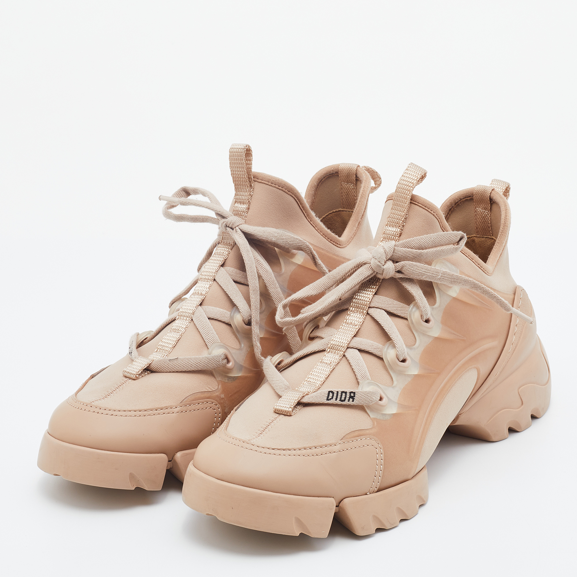 

Dior Beige PVC/Fabric And Leather D-Connect Sneakers Size