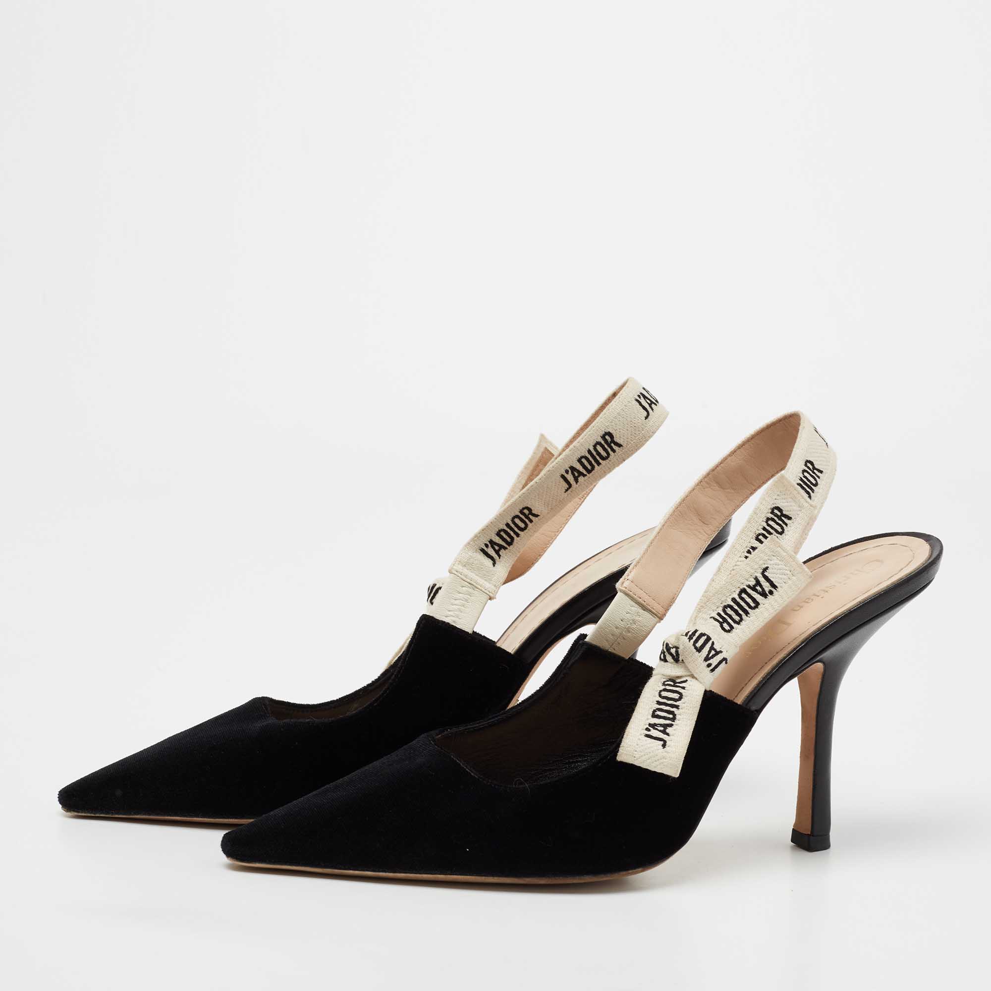 

Dior Black Velvet J'adior Slingback Sandals Size