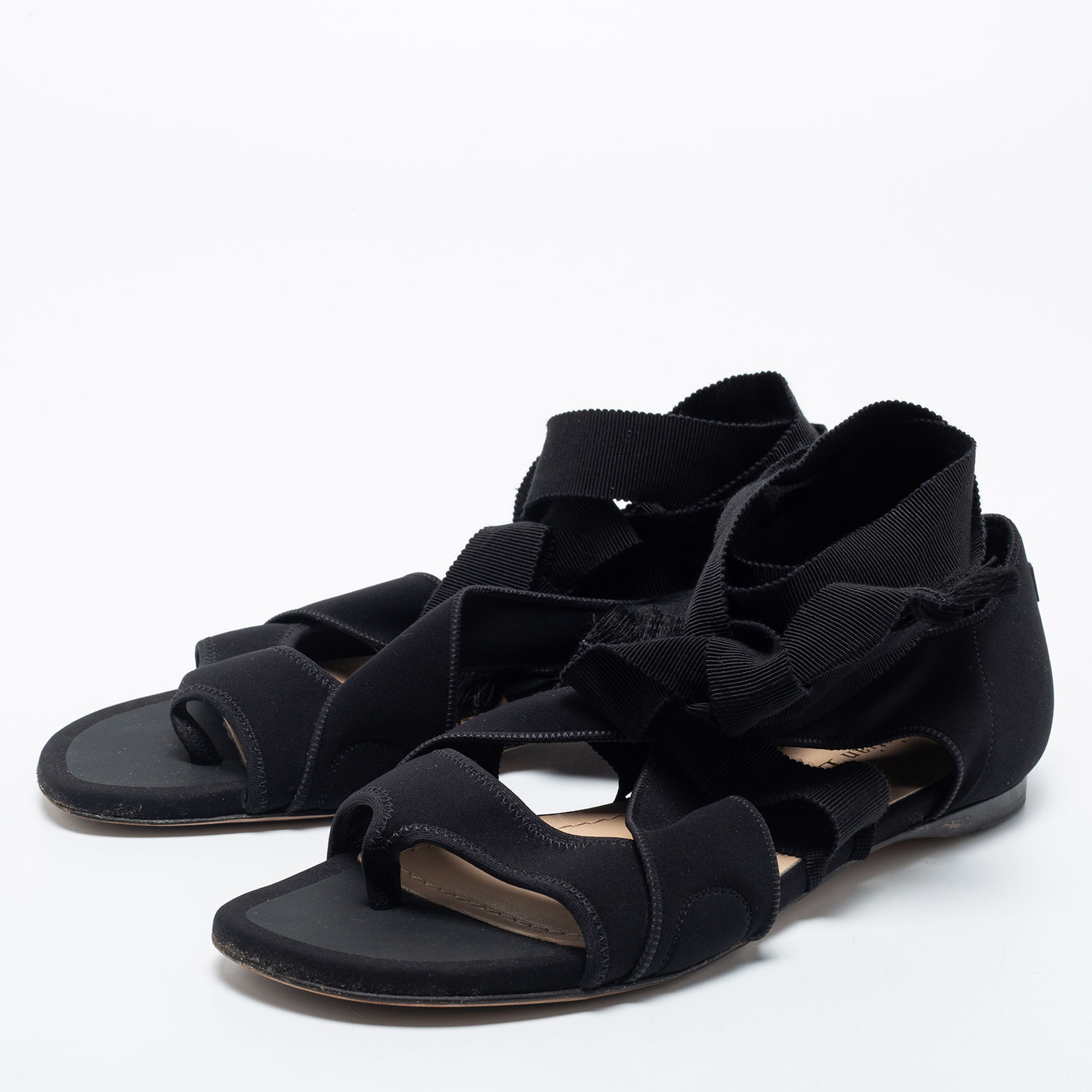 

Dior Black Canvas Etoile Lace-Up Sandals Size