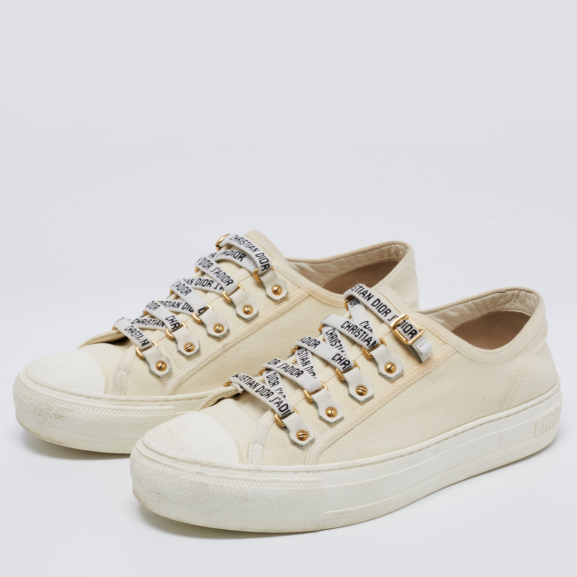 

Dior White Canvas Walk'n'Dior Low Top Sneakers Size