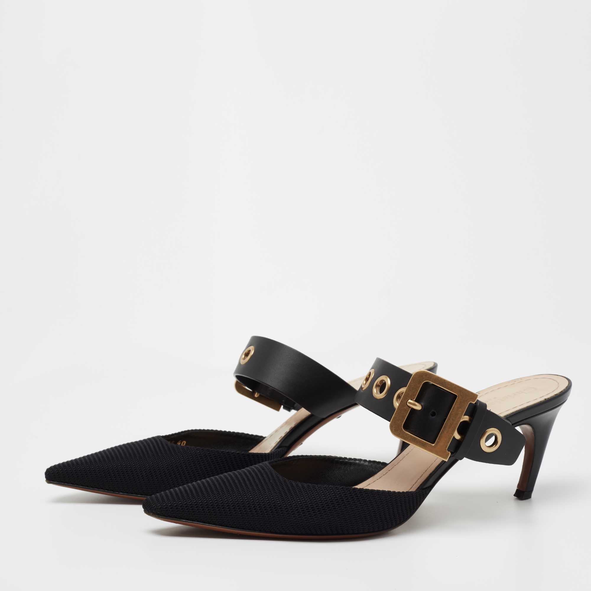 

Dior Black Rubber And Fabric D-Dior Mule Sandals Size