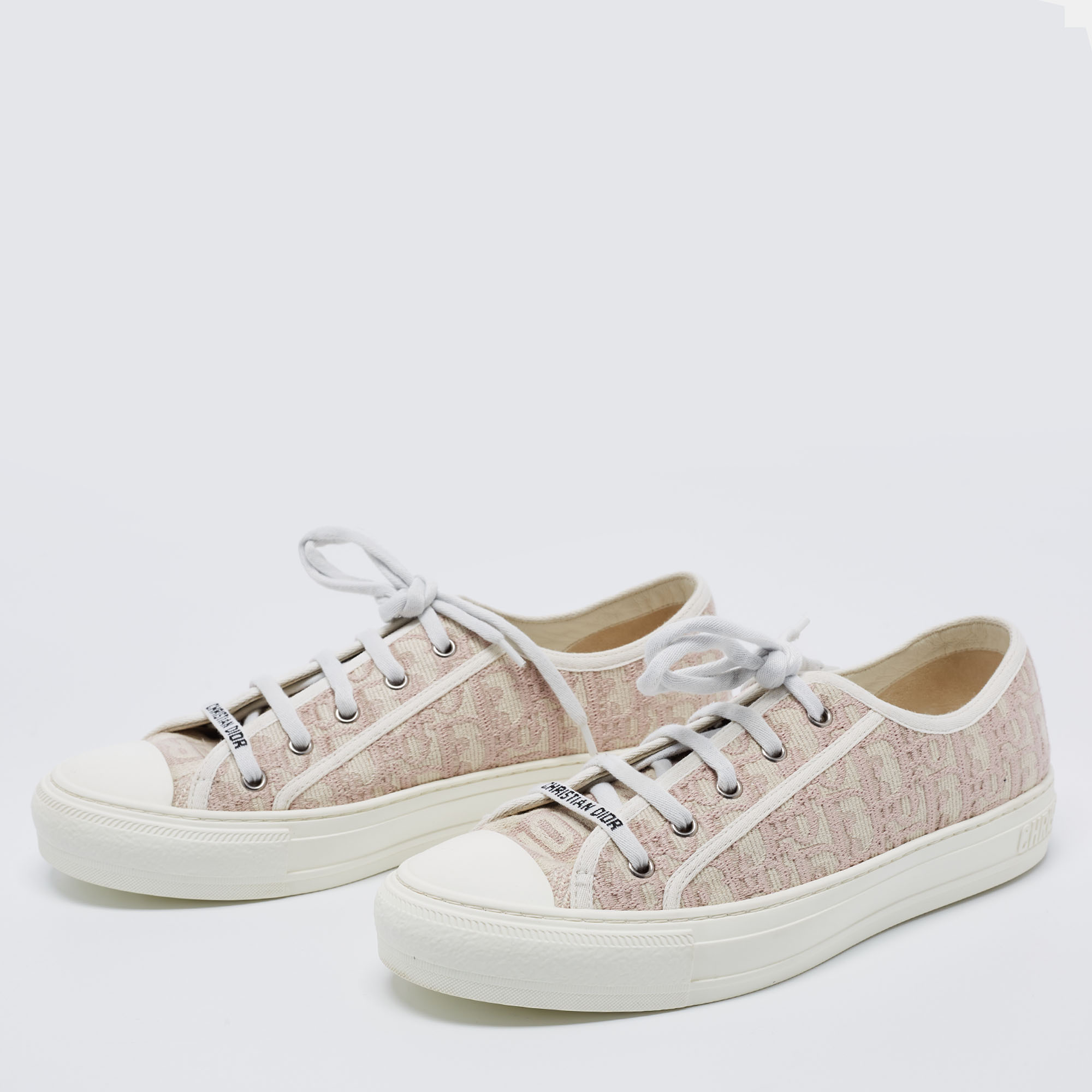 

Dior Pink/White Oblique Embroidered Fabric Walk'n'Dior Sneakers Size