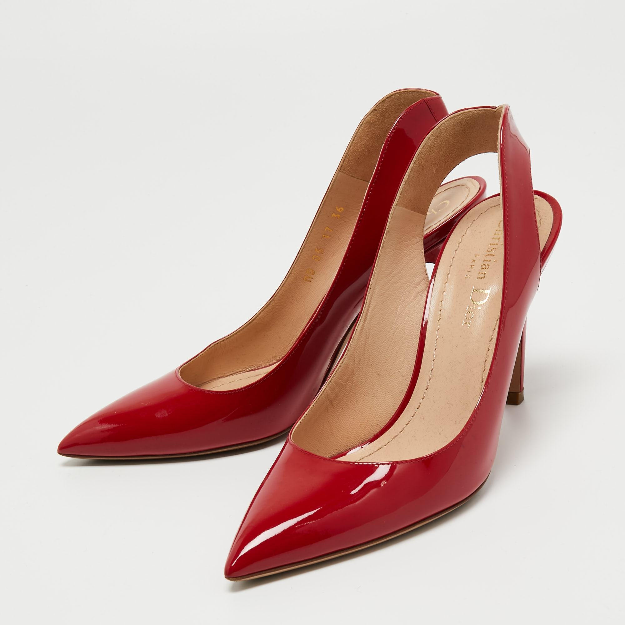 

Dior Red Patent Leather Pointed Toe Slingback Pumps Size