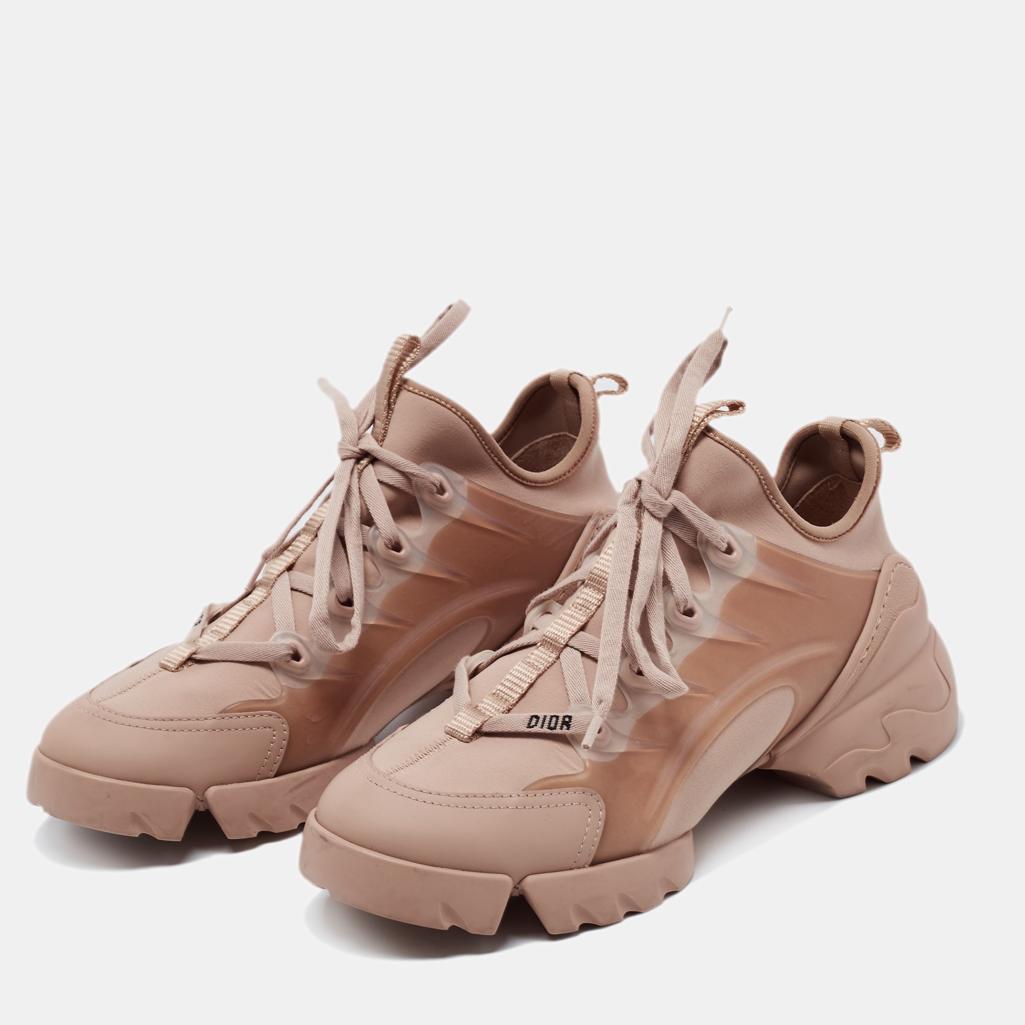 

Dior Nude Pink Neoprene, Leather and Rubber D-Connect Sneakers Size