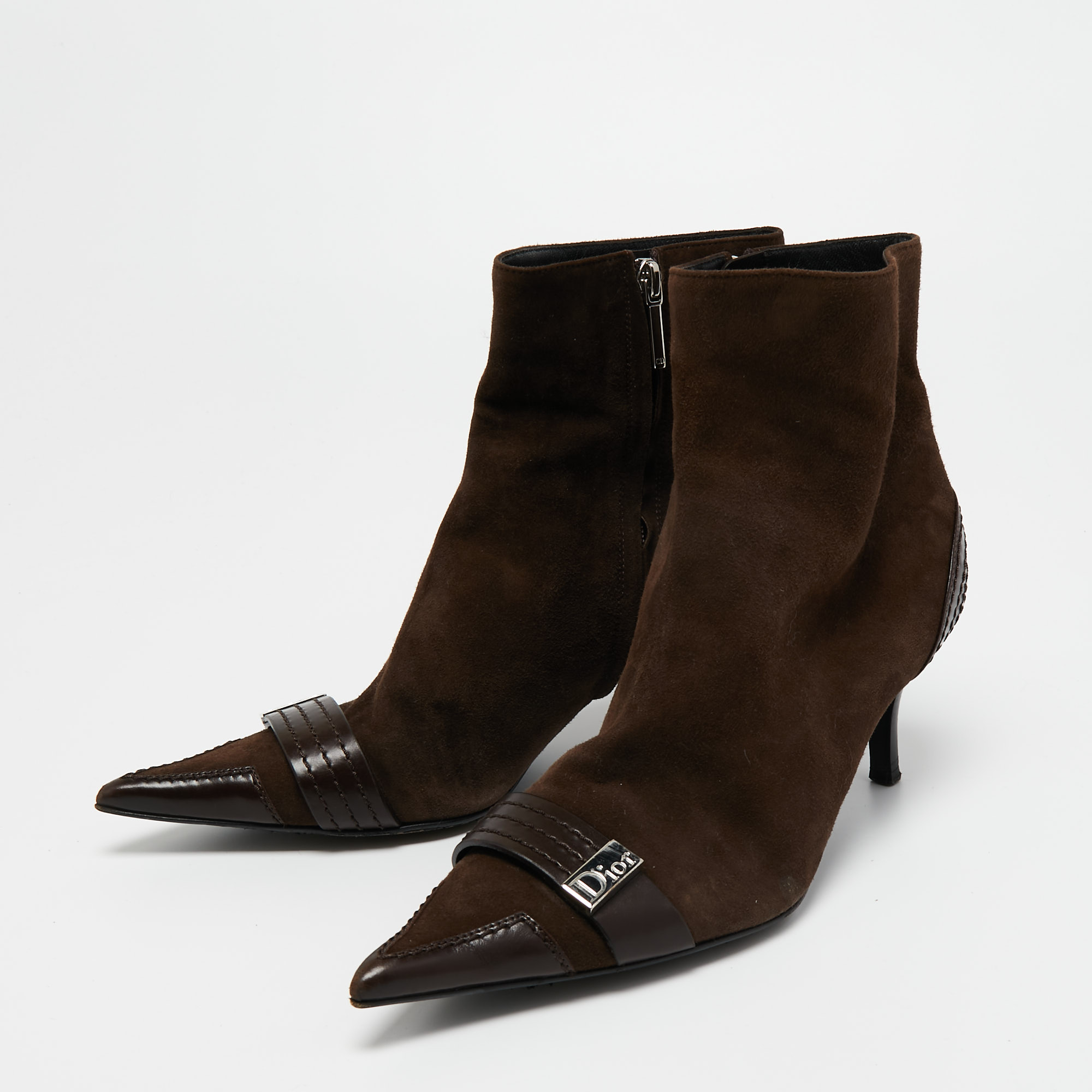 

Dior Brown Suede Pointed Toe Ankle Booties Size