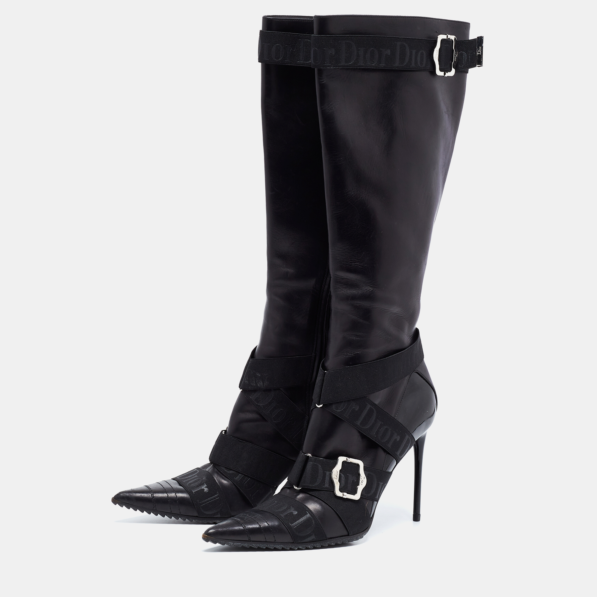 

Dior Black Leather Knee Length Boots Size