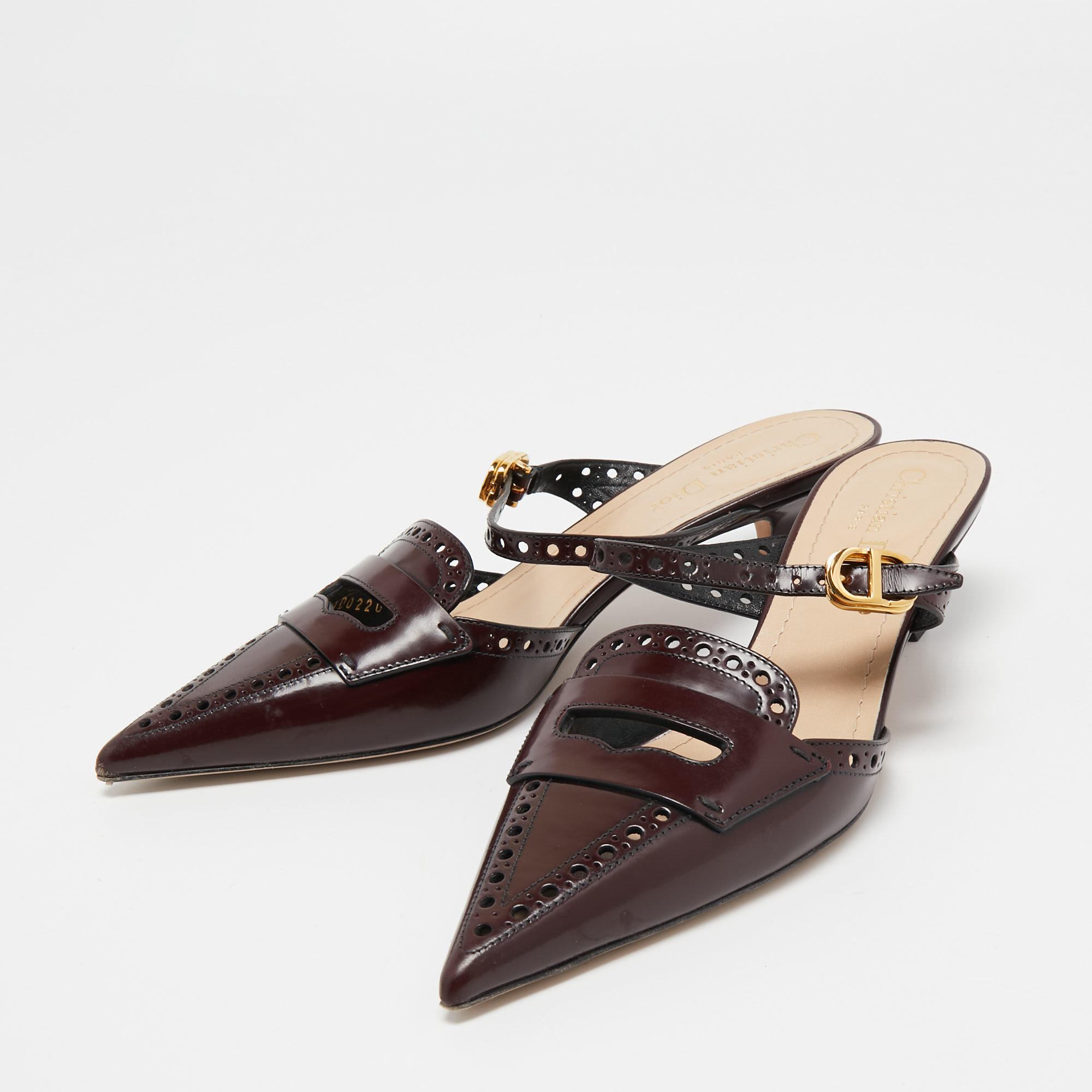 

Dior Burgundy Leather Pointed Toe Sandals Size