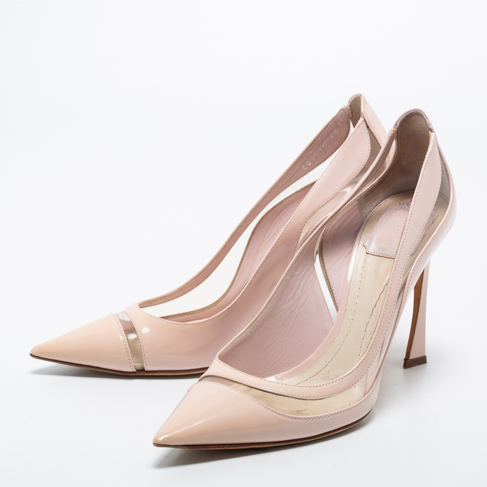 

Dior Black Patent Leather And PVC Pointed Toe Pumps Size, Pink
