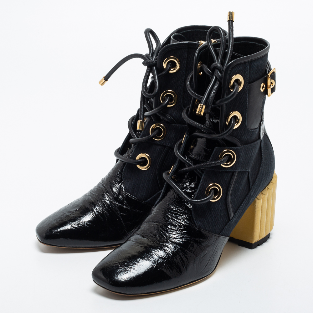 

Dior Black Canvas and Leather Glorious Ankle Length Boots Size