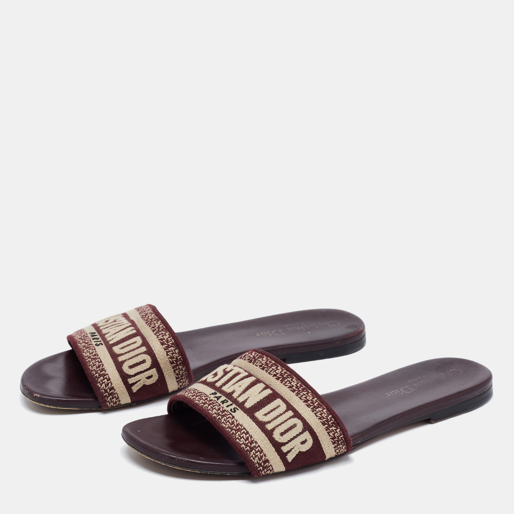 

Dior Brown Canvas Dway Flat Slides Size