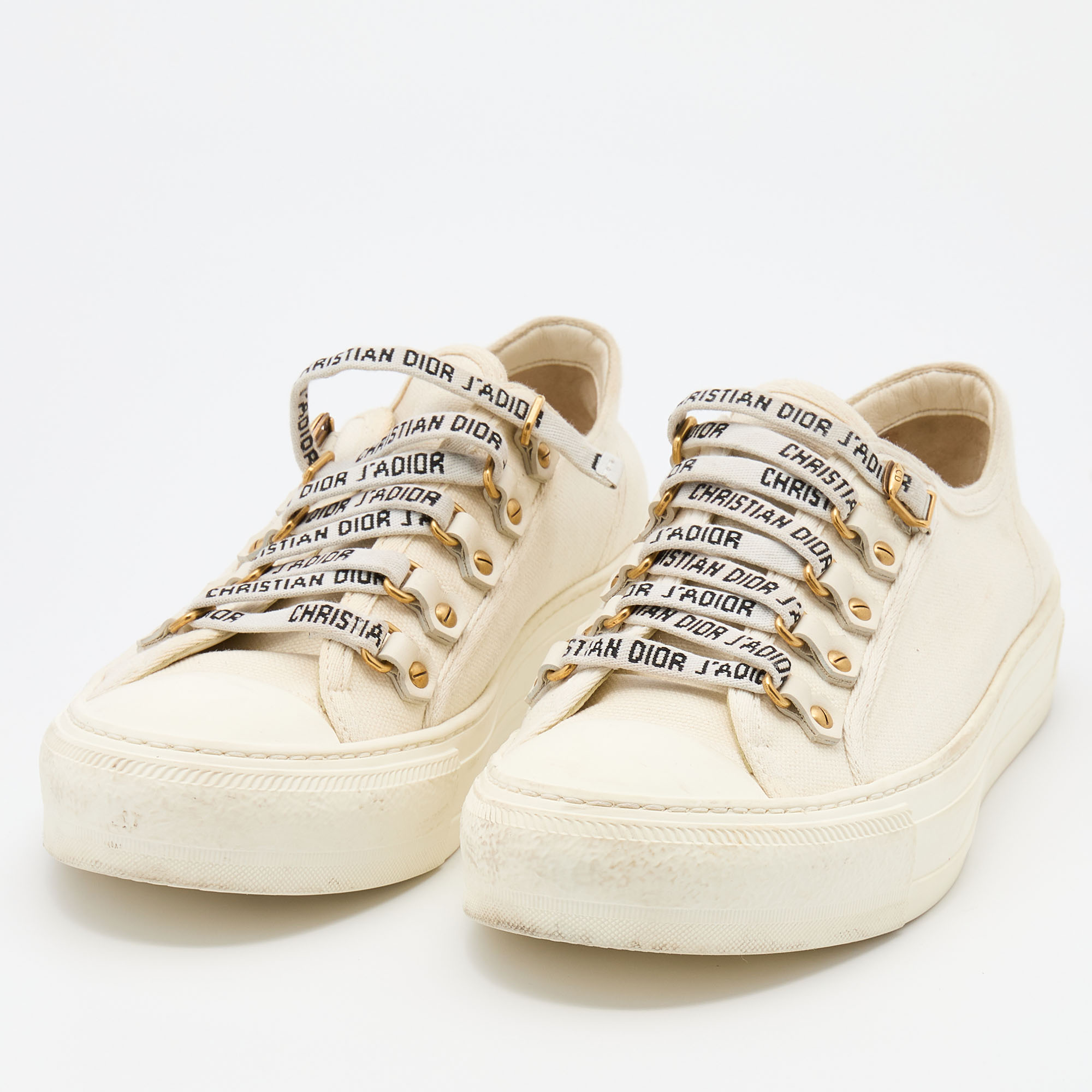 

Dior White Canvas Walk'n'Dior Low Top Sneakers Size