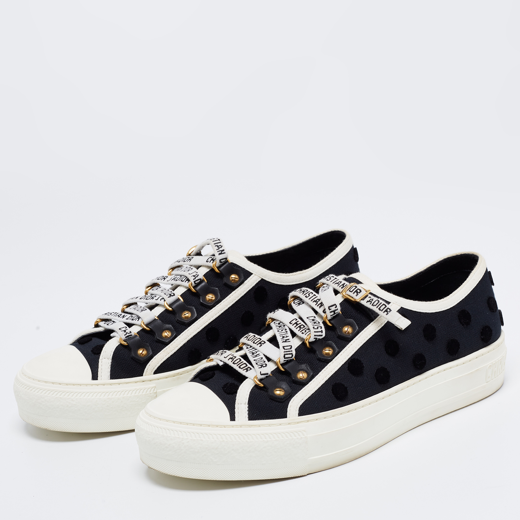 

Dior Black Dot Canvas Walk 'n' Dior Low Top Sneakers Size