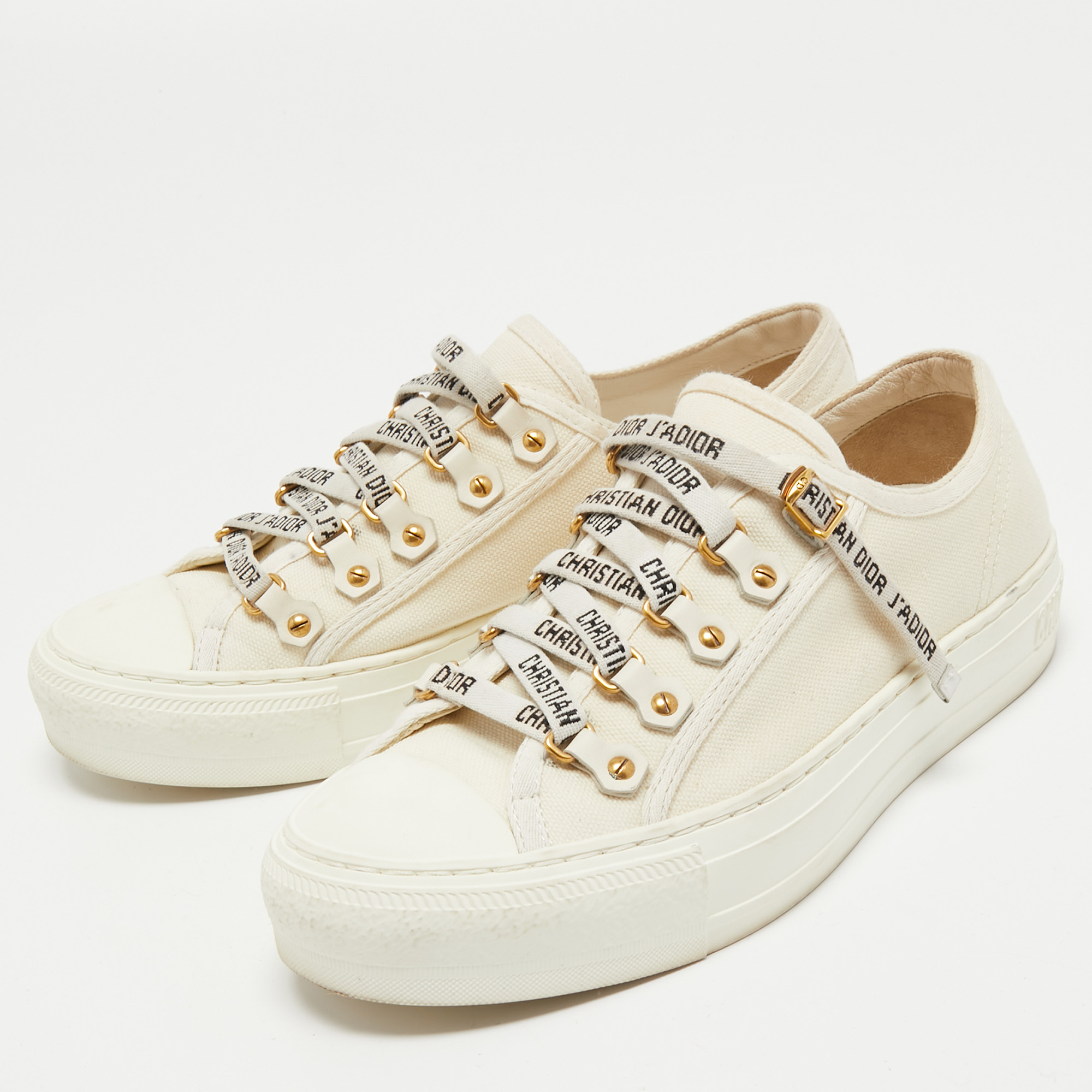 

Dior White Canvas walk n' dior Sneakers Size