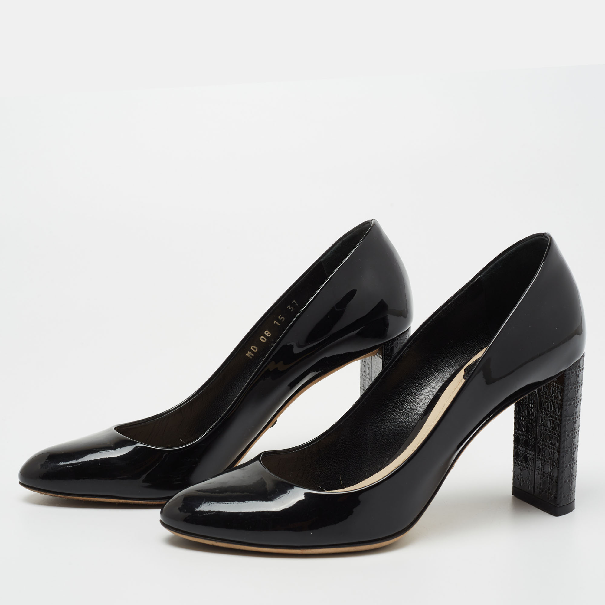 

Dior Black Patent Leather Micro Cannage Heel Pumps Size
