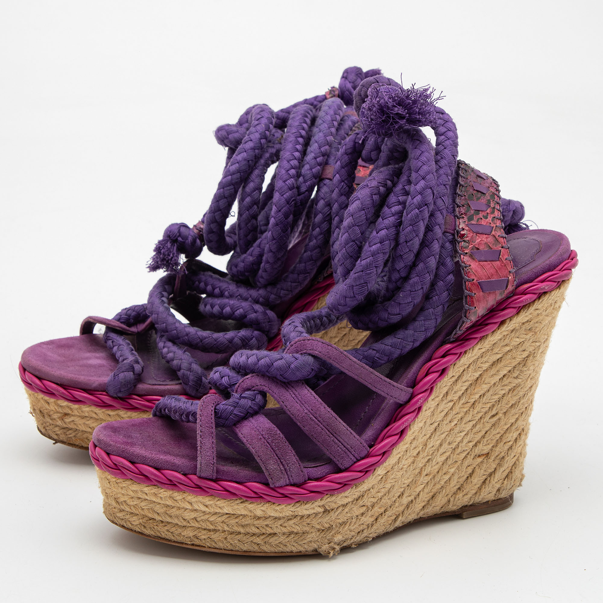 

Dior Purple Suede and Python Leather Espadrilles Sandals Size