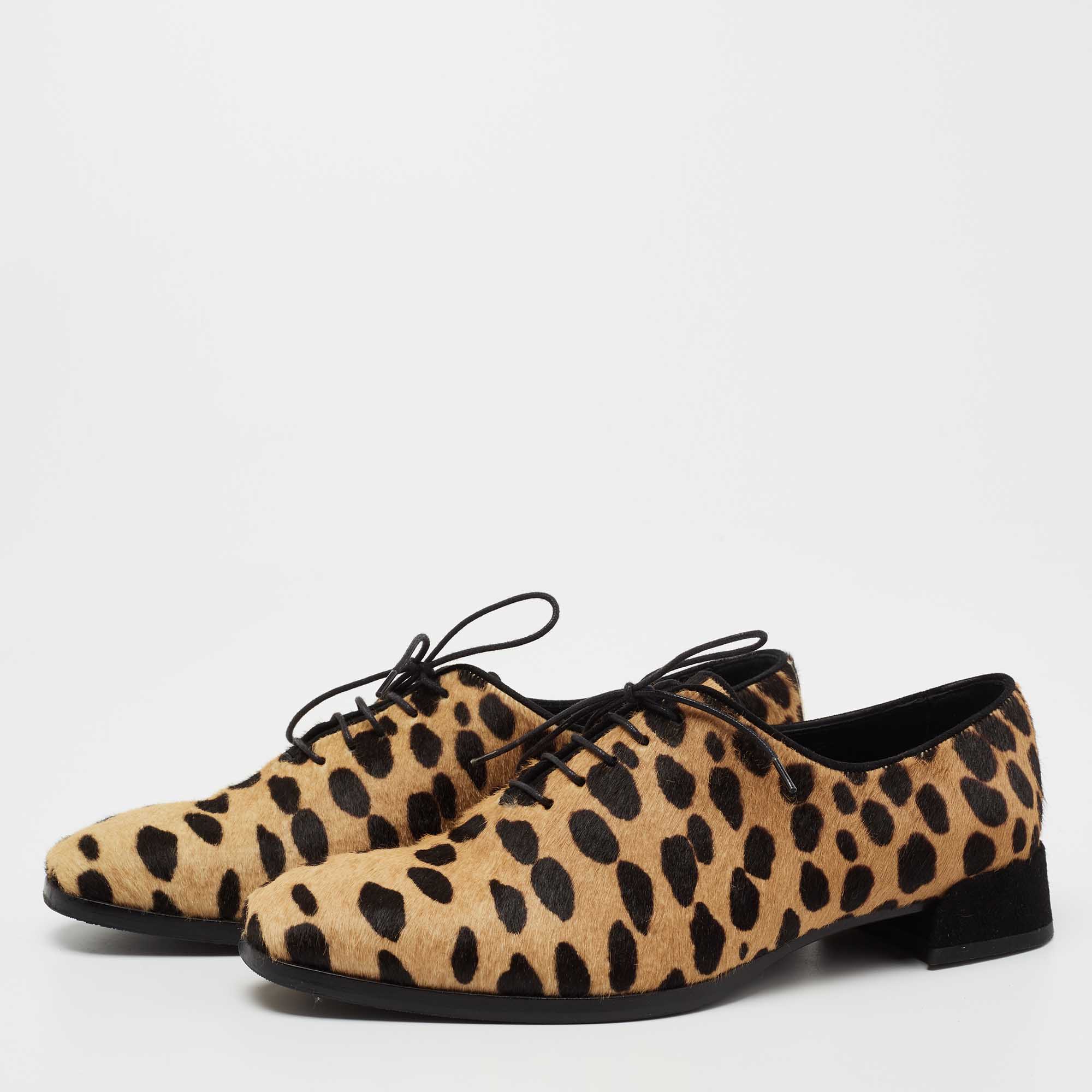 

Christian Louboutin Leopard Print Calf Hair Zazou Oxfords Size, Beige