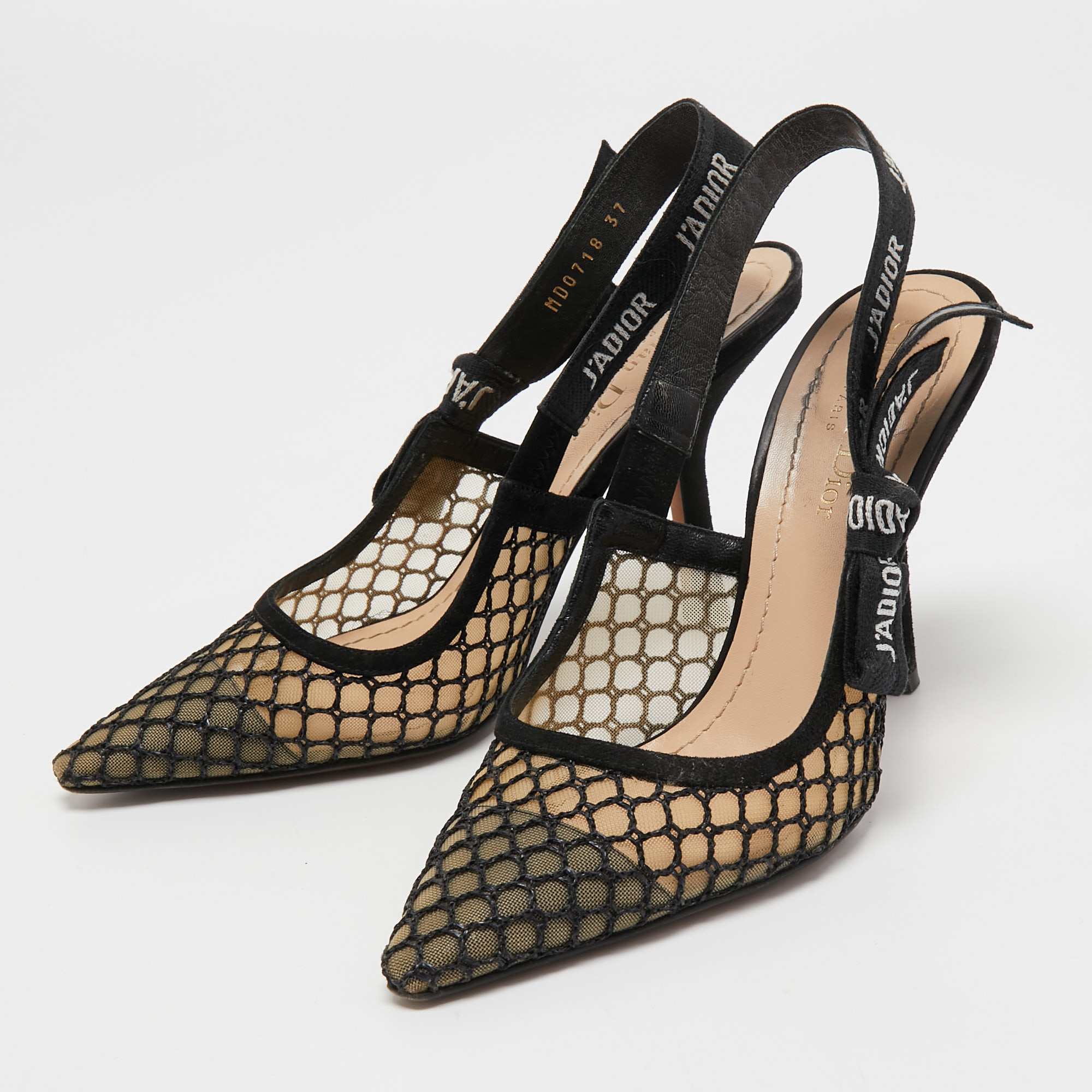

Dior Black Mesh and Suede J'Adior Slingback Pumps Size