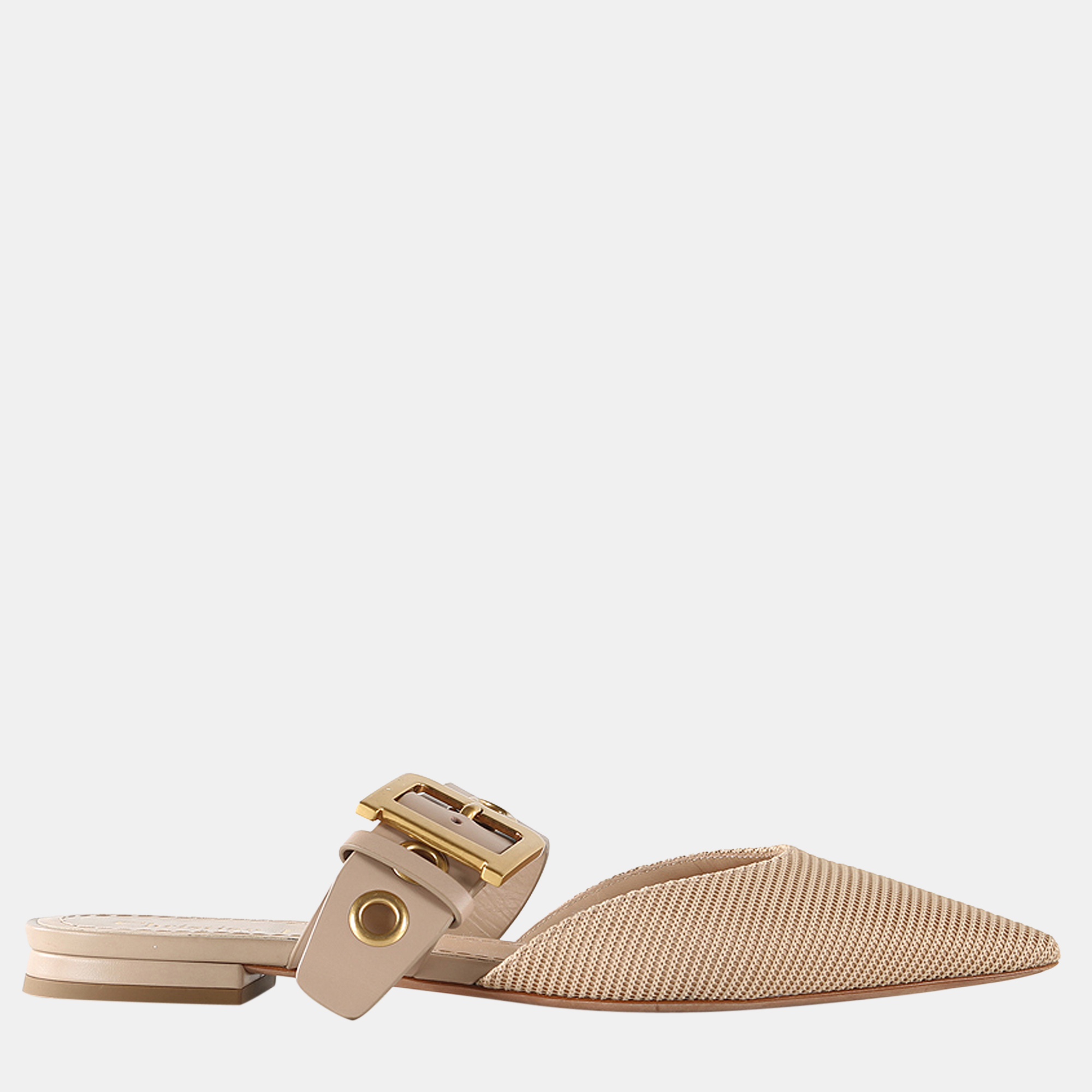 

Dior Beige Canvas Leather D Dior Pointy Flat EU