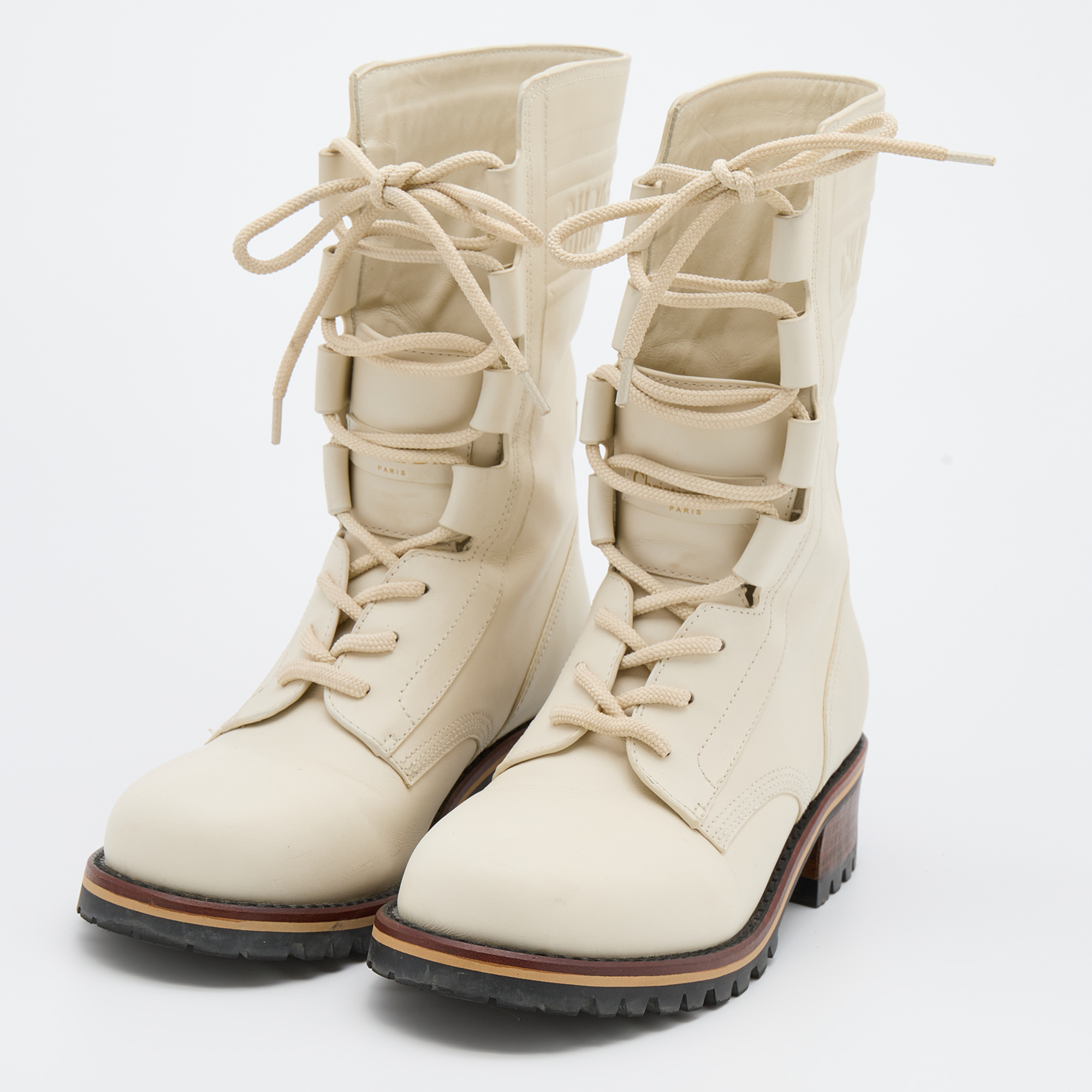 

Dior Light Cream Leather Quest Tall Boots Size