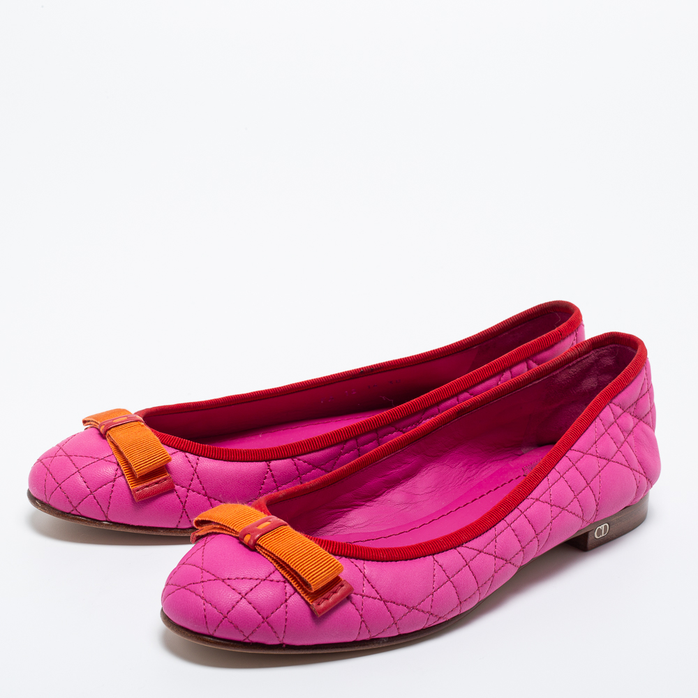 

Dior Pink Quilted Cannage Leather My Dior Ballet Flats Size
