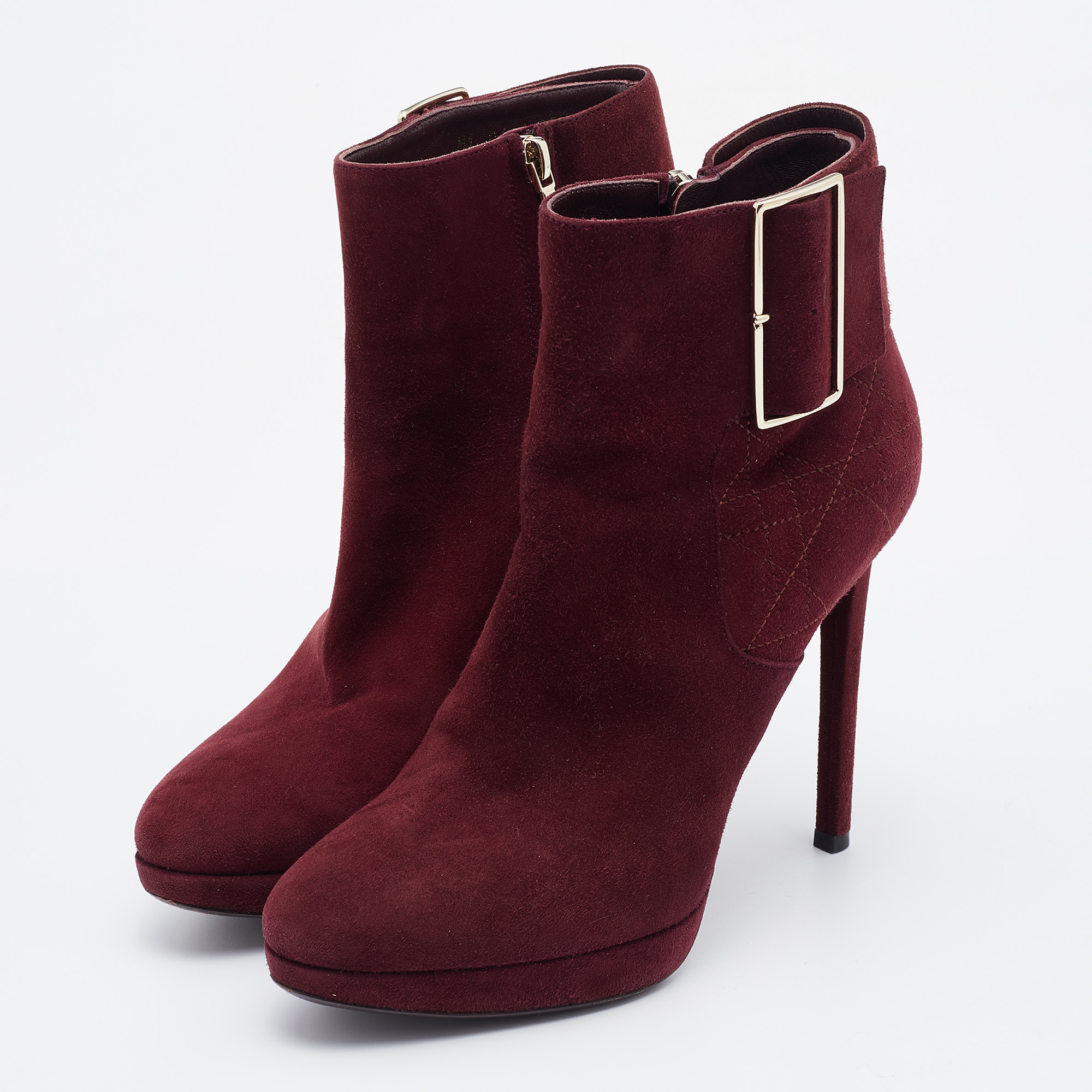 

Dior Burgundy Suede Platform Ankle Length Boots Size