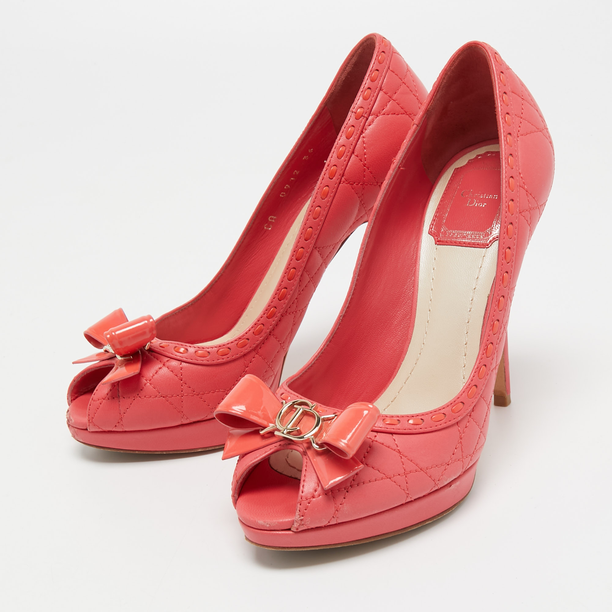 

Dior Pink Leather Peep Toe Pumps Size