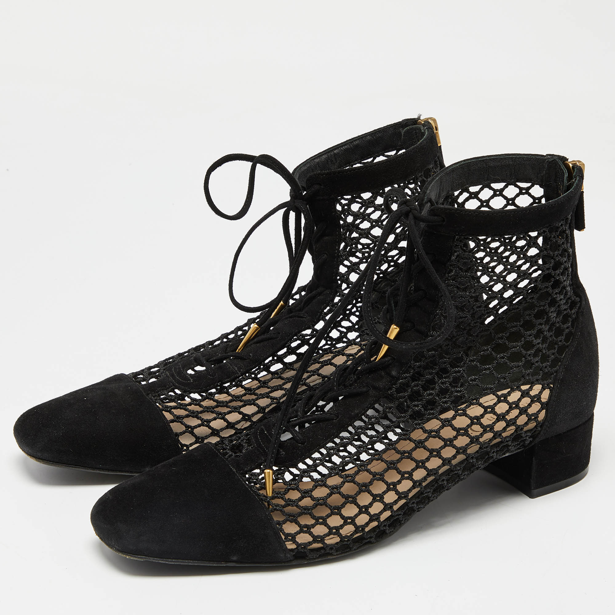 

Dior Black Suede and Mesh Naughtily-D Mesh Ankle Boots Size