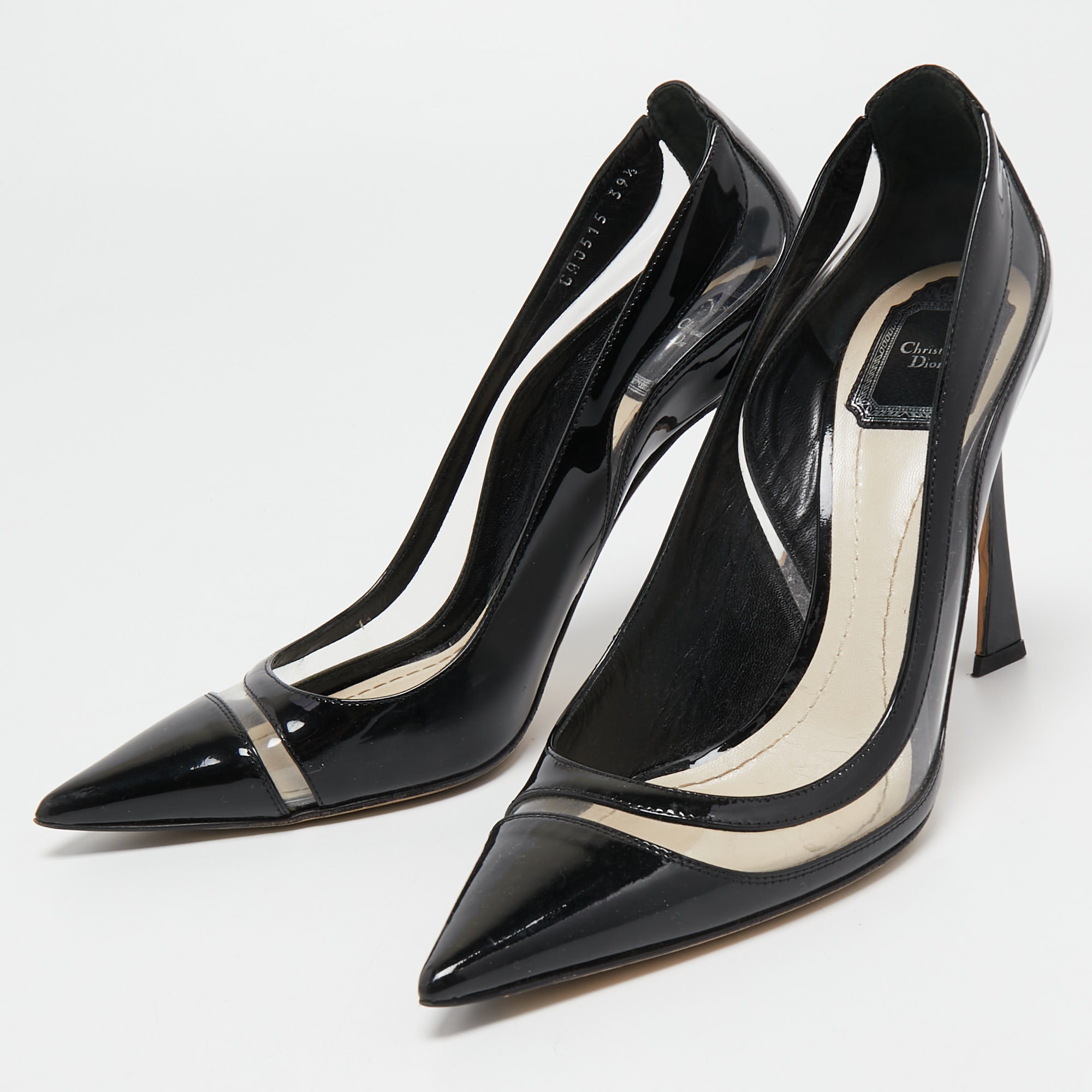 

Dior Black Leather and PVC Flared Heel Pumps Size