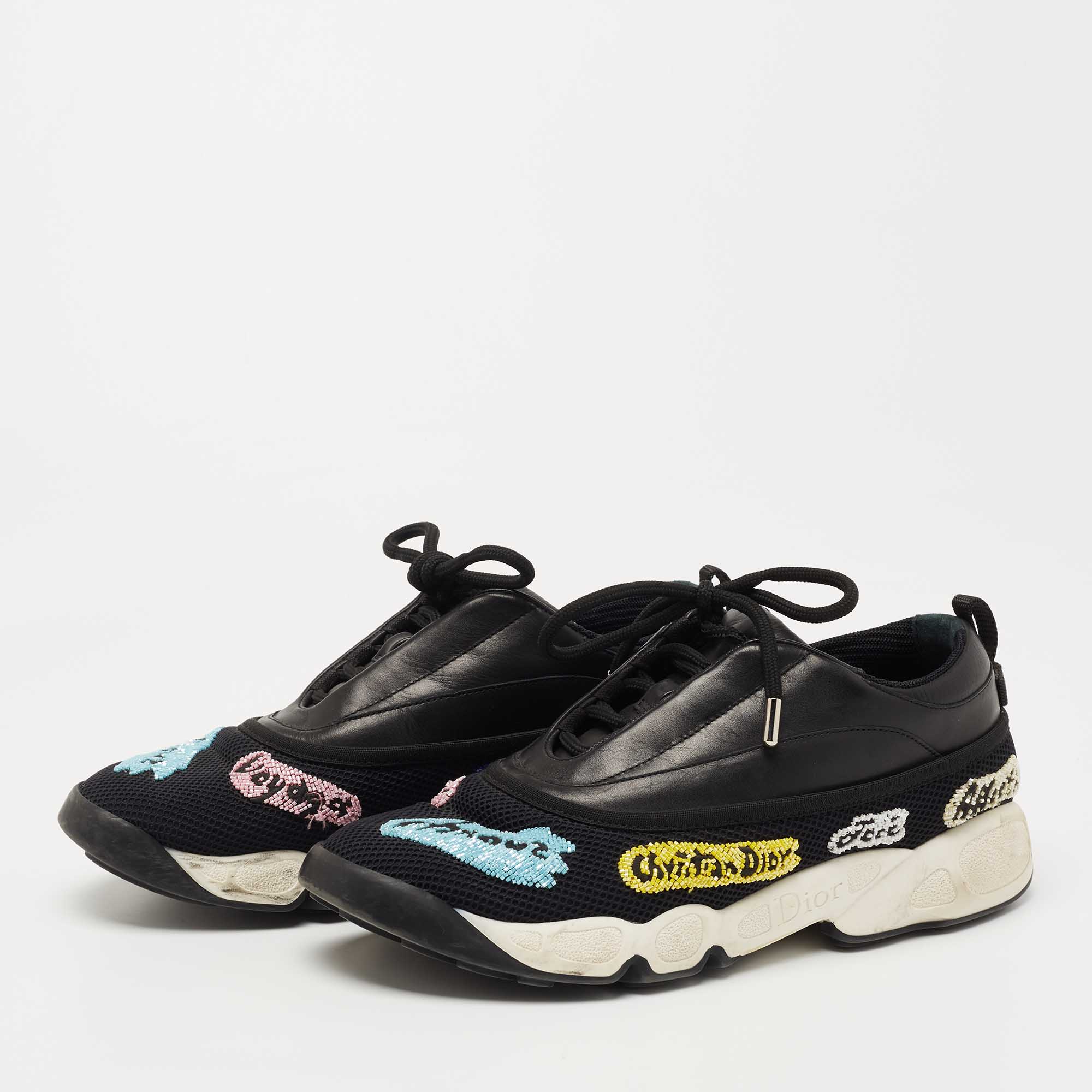 

Dior Black Leather and Mesh Fusion Sneakers Size
